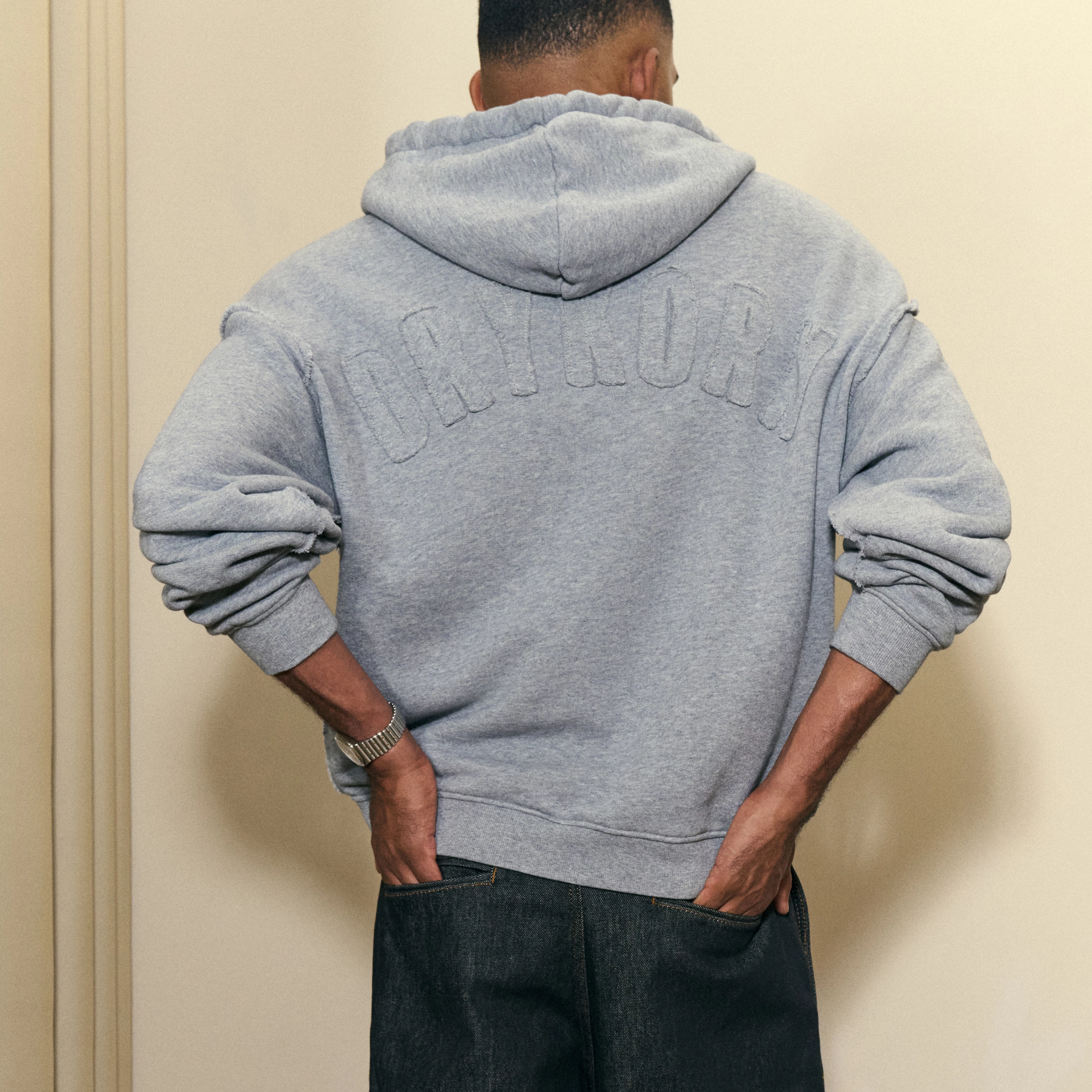 NERIK - Oversized hoodie in marl jersey - men - grey