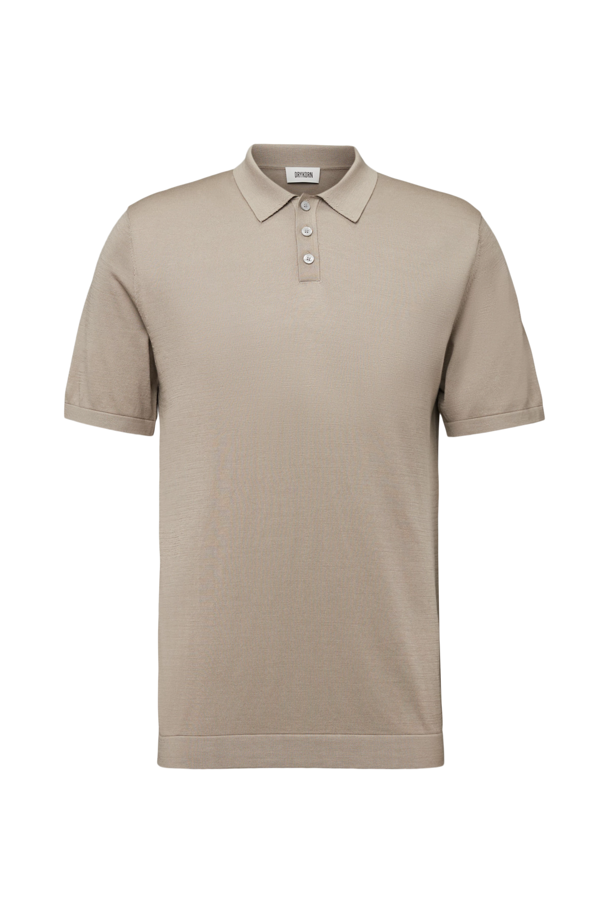 TRITON - Polo shirt in silk-cotton blend - men - beige - Freisteller Frontansicht