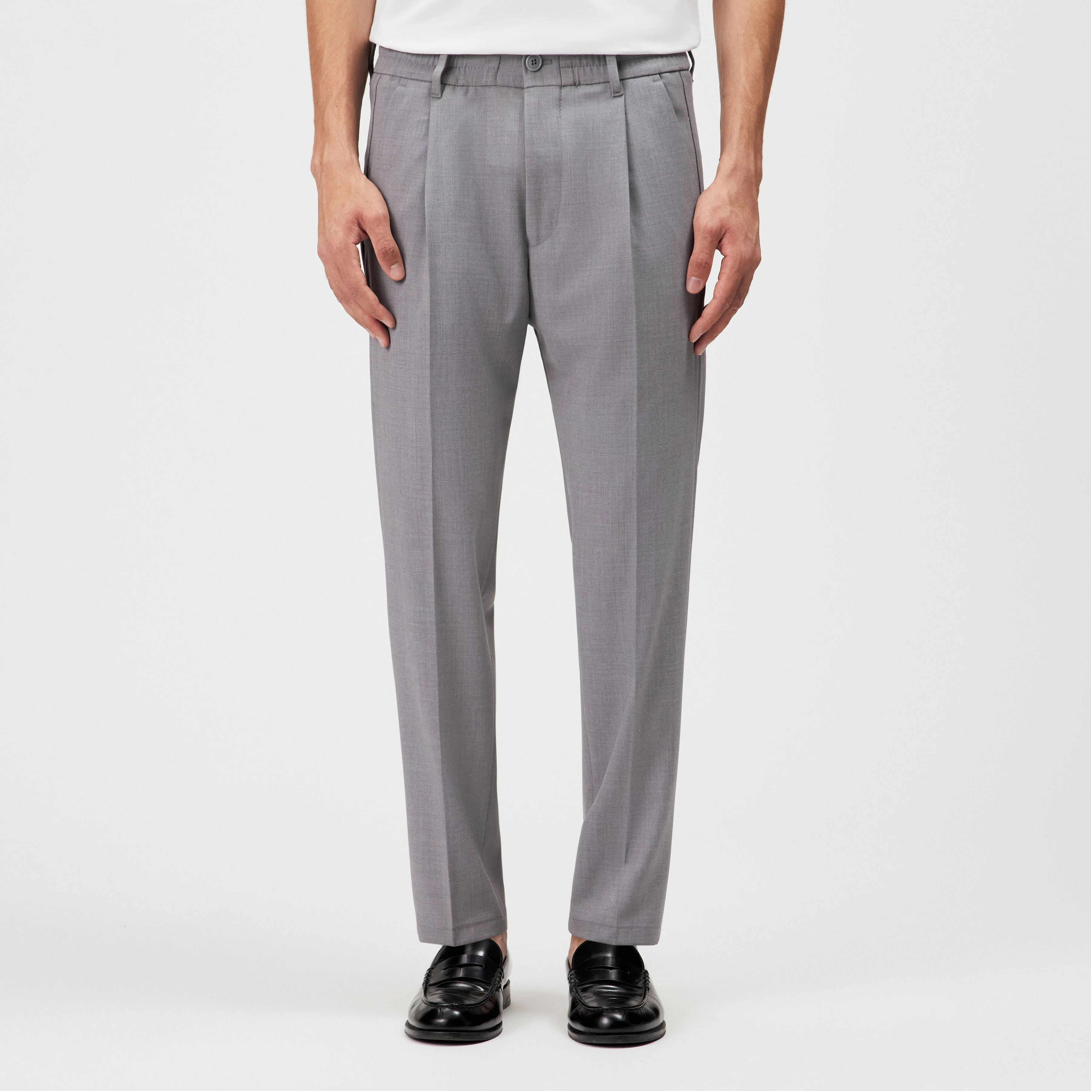 CHASY - Casual trousers with pleats in gabardine - men - grey - Frontansicht