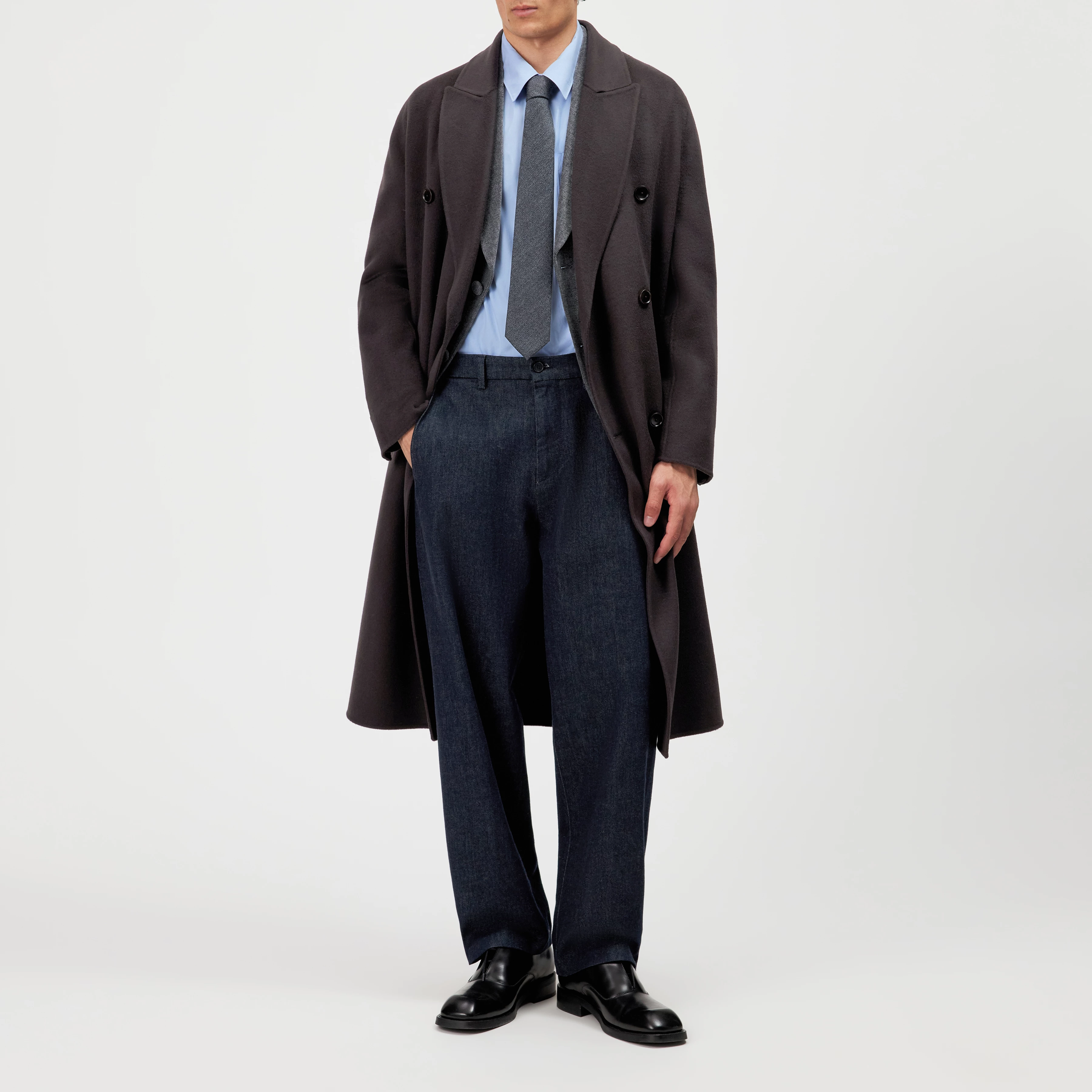 SKYE_2 - Double-breasted reversible coat in wool blend - men - brown - Ganzkörper-Frontansicht