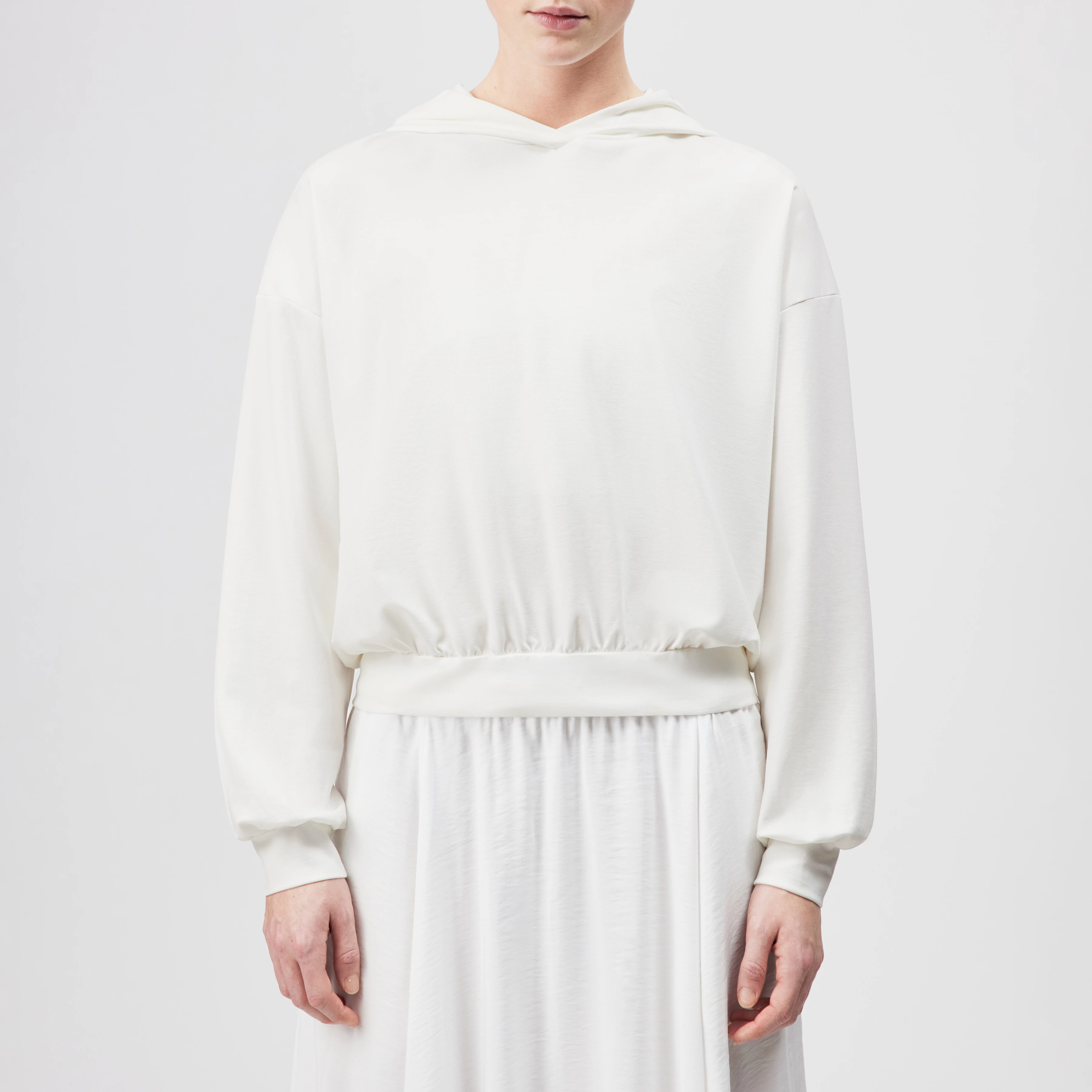 PAPILI - Women's hoodie made of smooth lyocell interlock - women - off white - Frontansicht