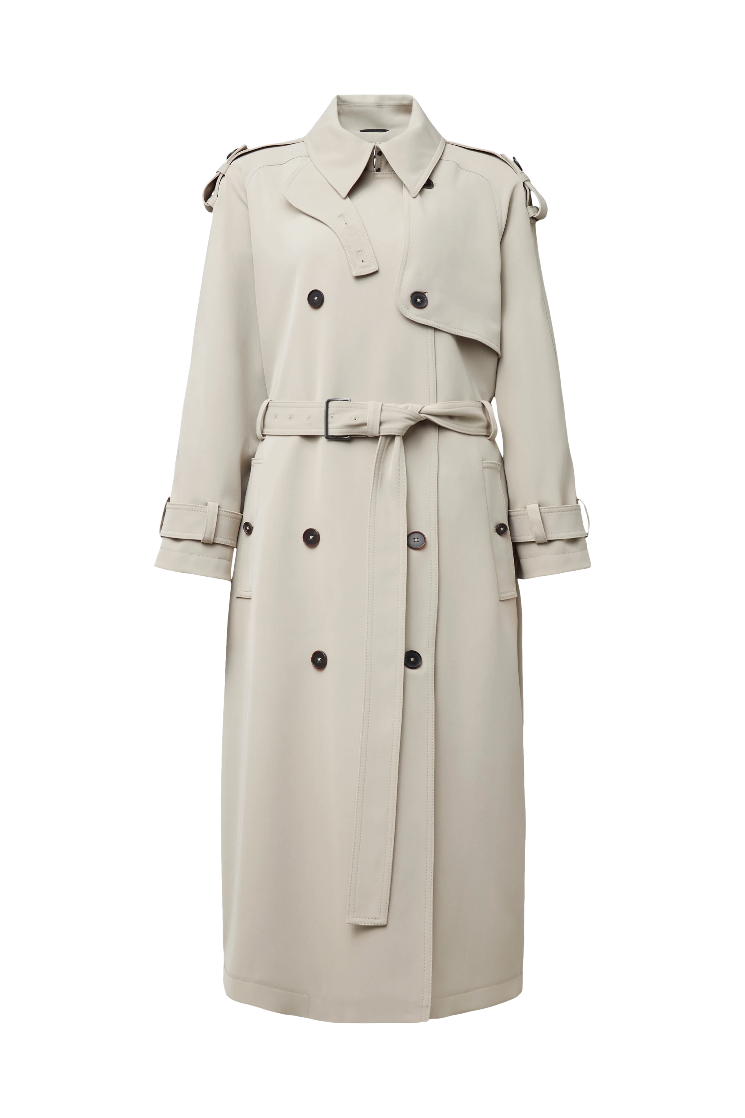 BARLEY - Relaxed fit coat with belt - women - beige - Freisteller Frontansicht