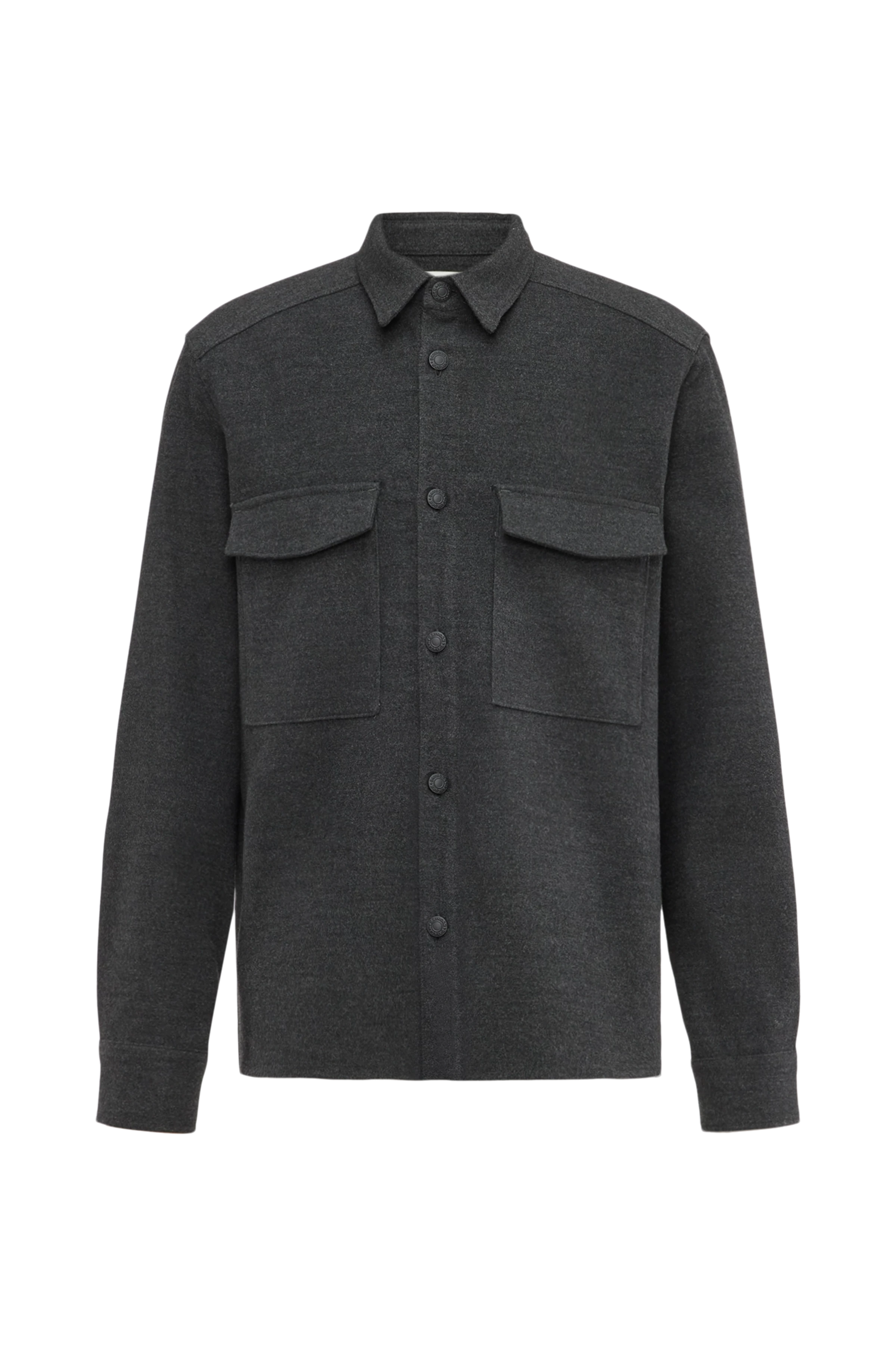 GUNRAY - Relaxed Fit Overshirt in softem Flanell - Herren - grau - Freisteller Frontansicht