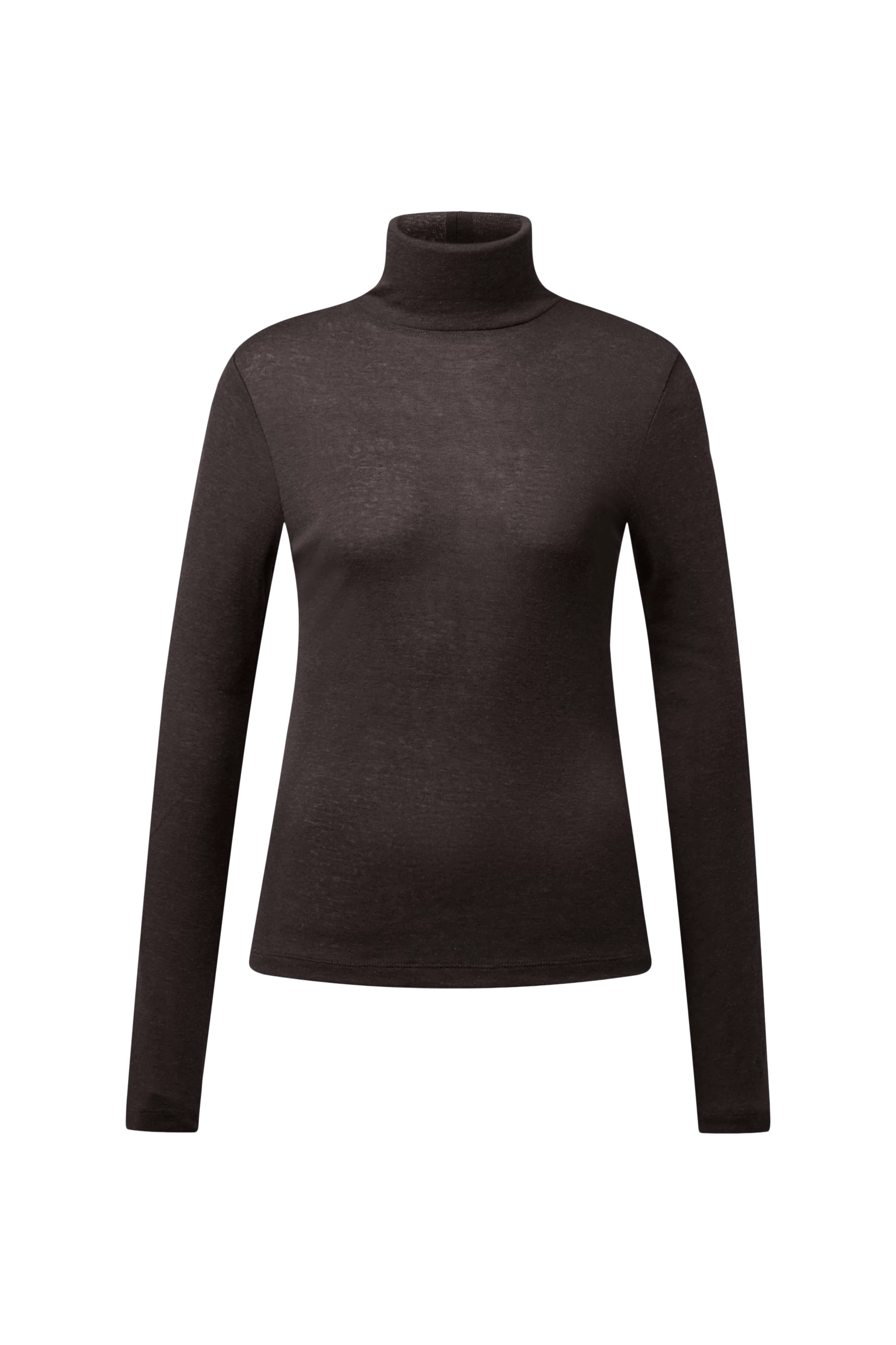 ZERAFNE - Slim long sleeve in lyocell-wool blend - women - brown - Freisteller Frontansicht
