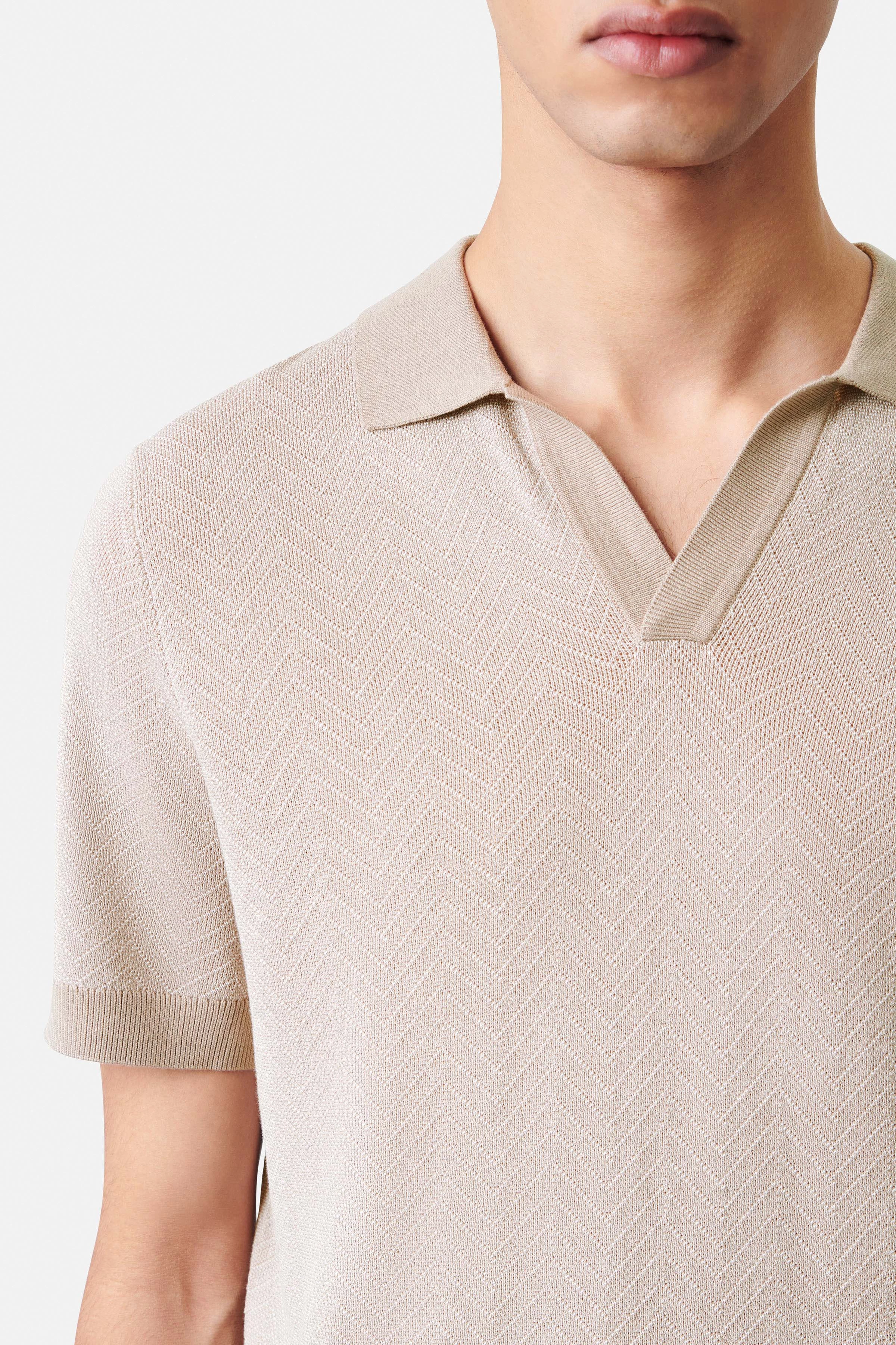 BRAIAN - Strick-Polo in reiner Baumwolle - Herren - beige - Seitenansicht