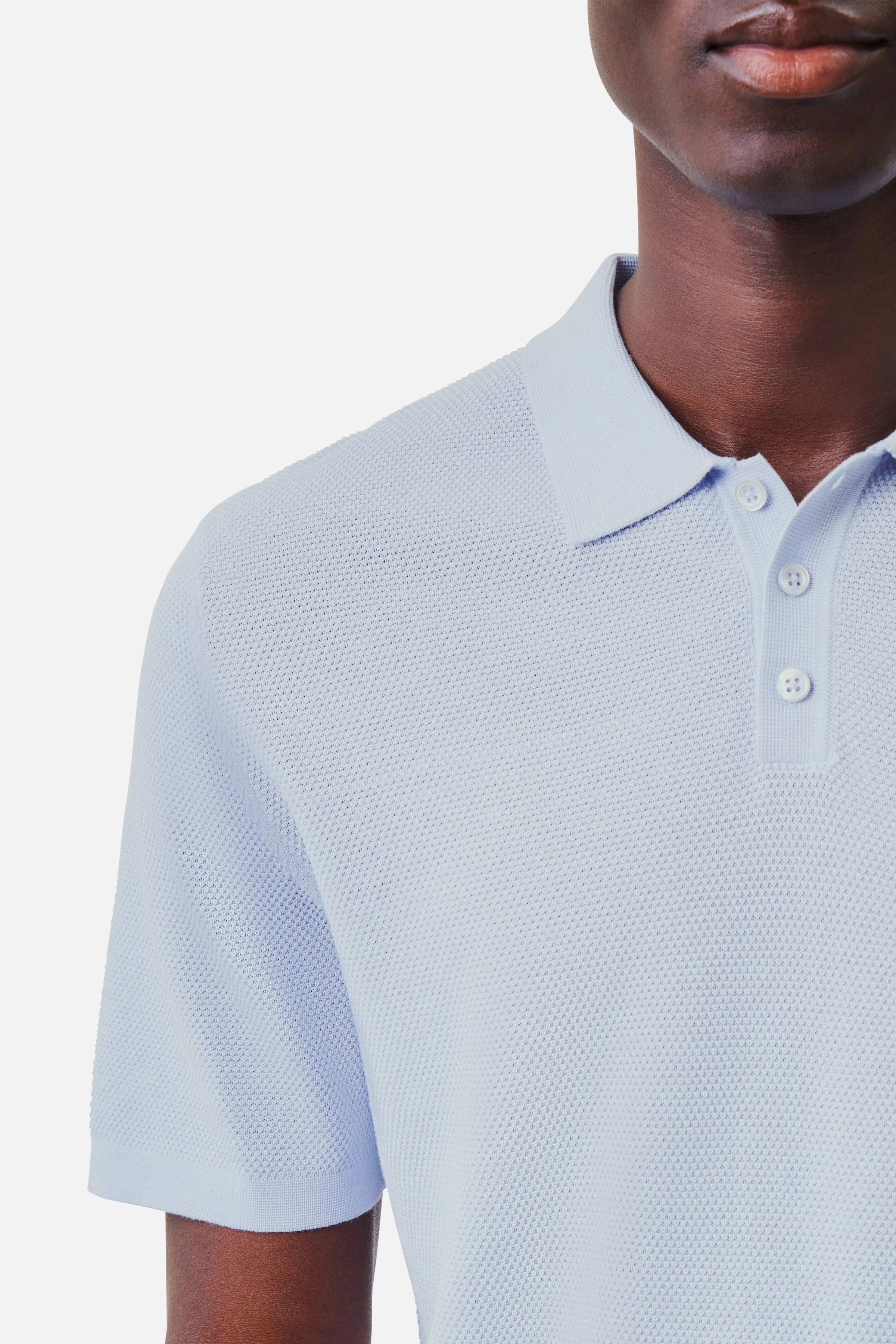 TRITON - Strick Polo in mercerisierter Baumwolle - Herren - blau - Seitenansicht