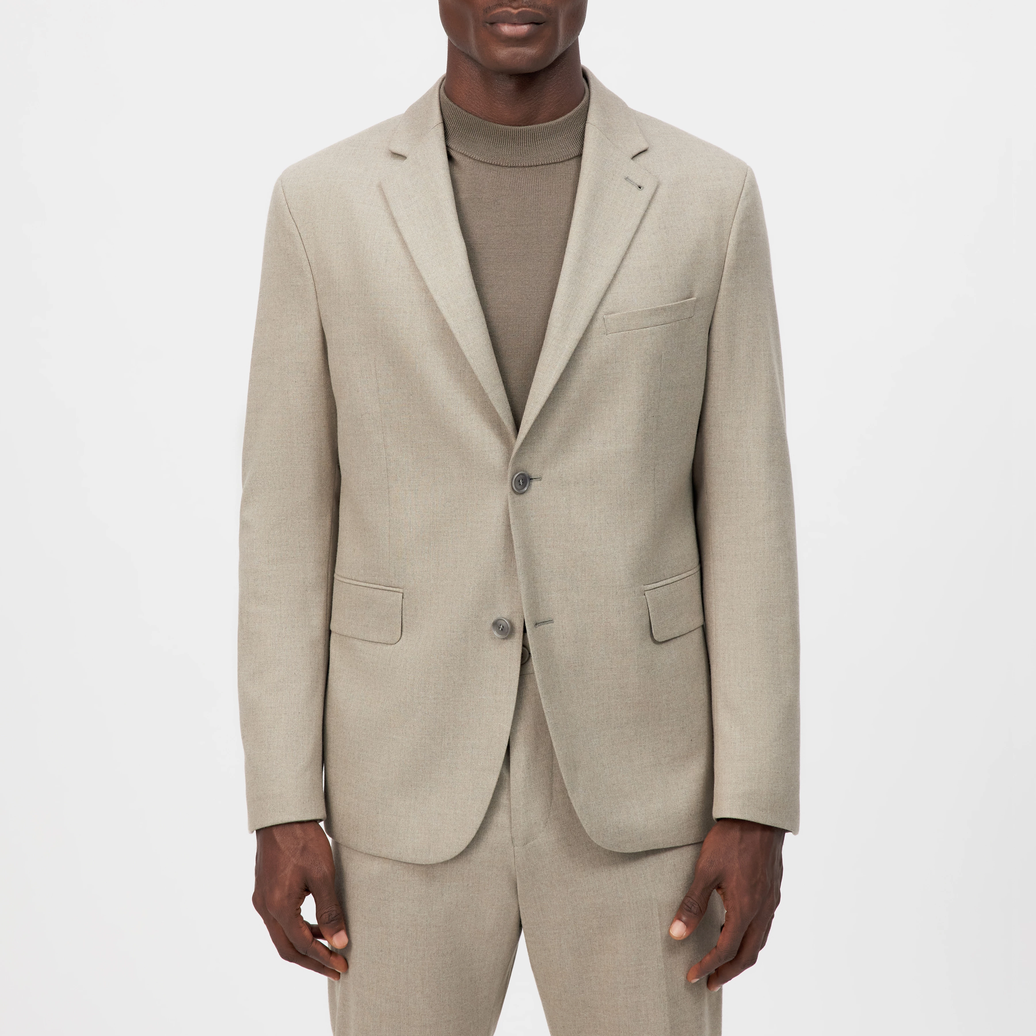 YAMES - Single-breasted jacket in soft flannel - men - beige - Frontansicht