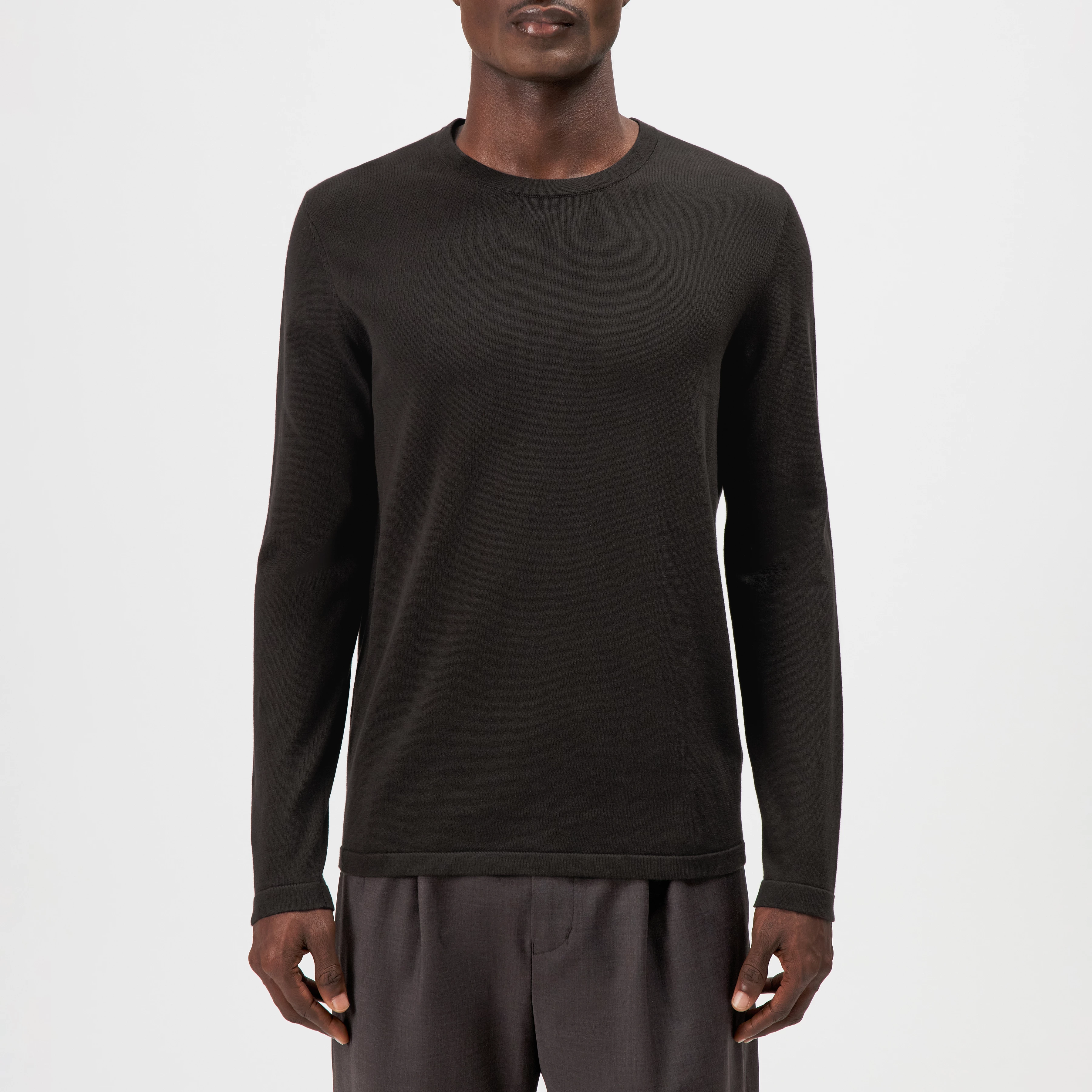 IRMINO - Long sleeve in pure cotton - men - brown - Frontansicht