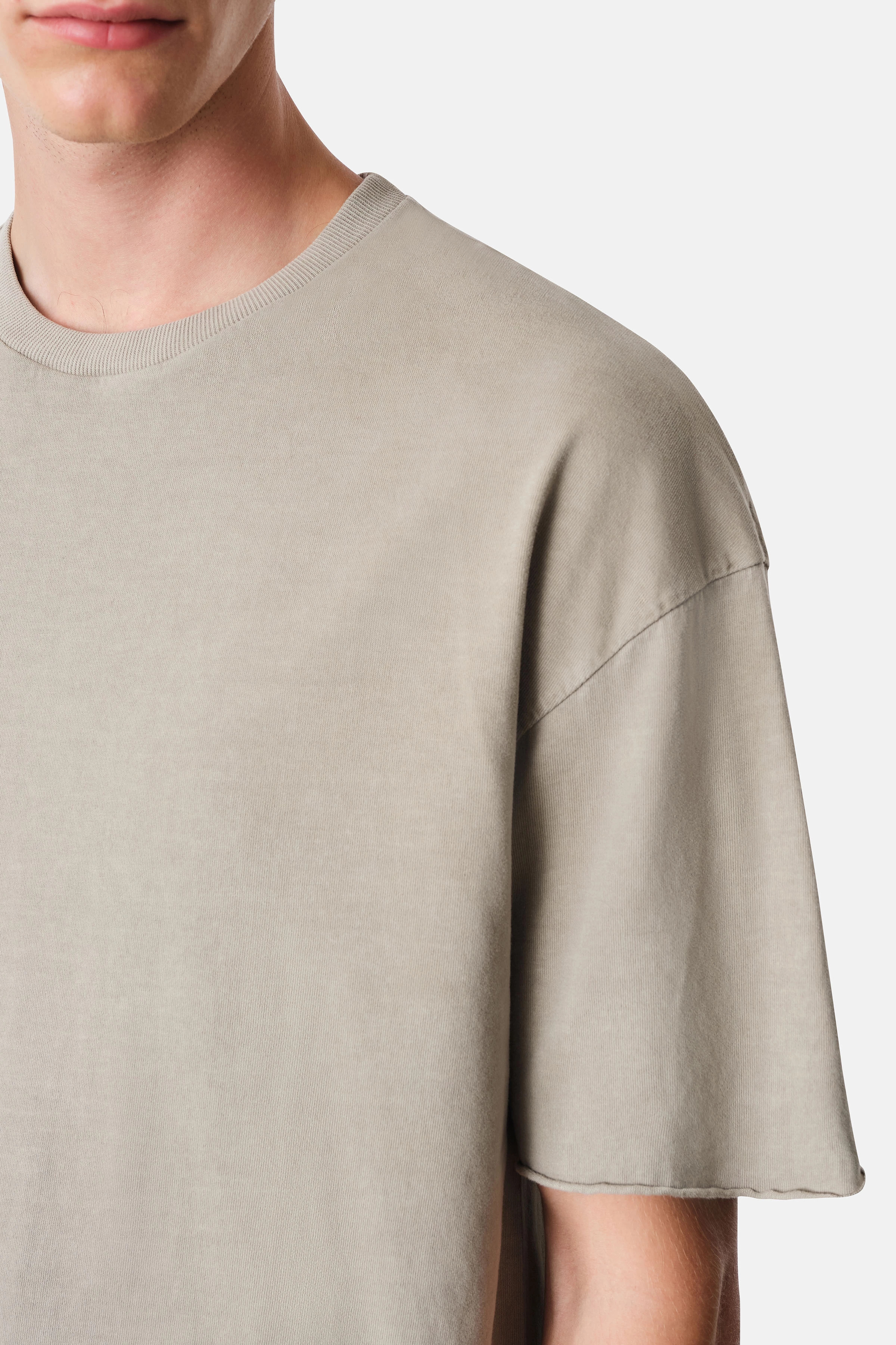 EROS - washed look t-shirt with rolled edge - men - beige - Seitenansicht