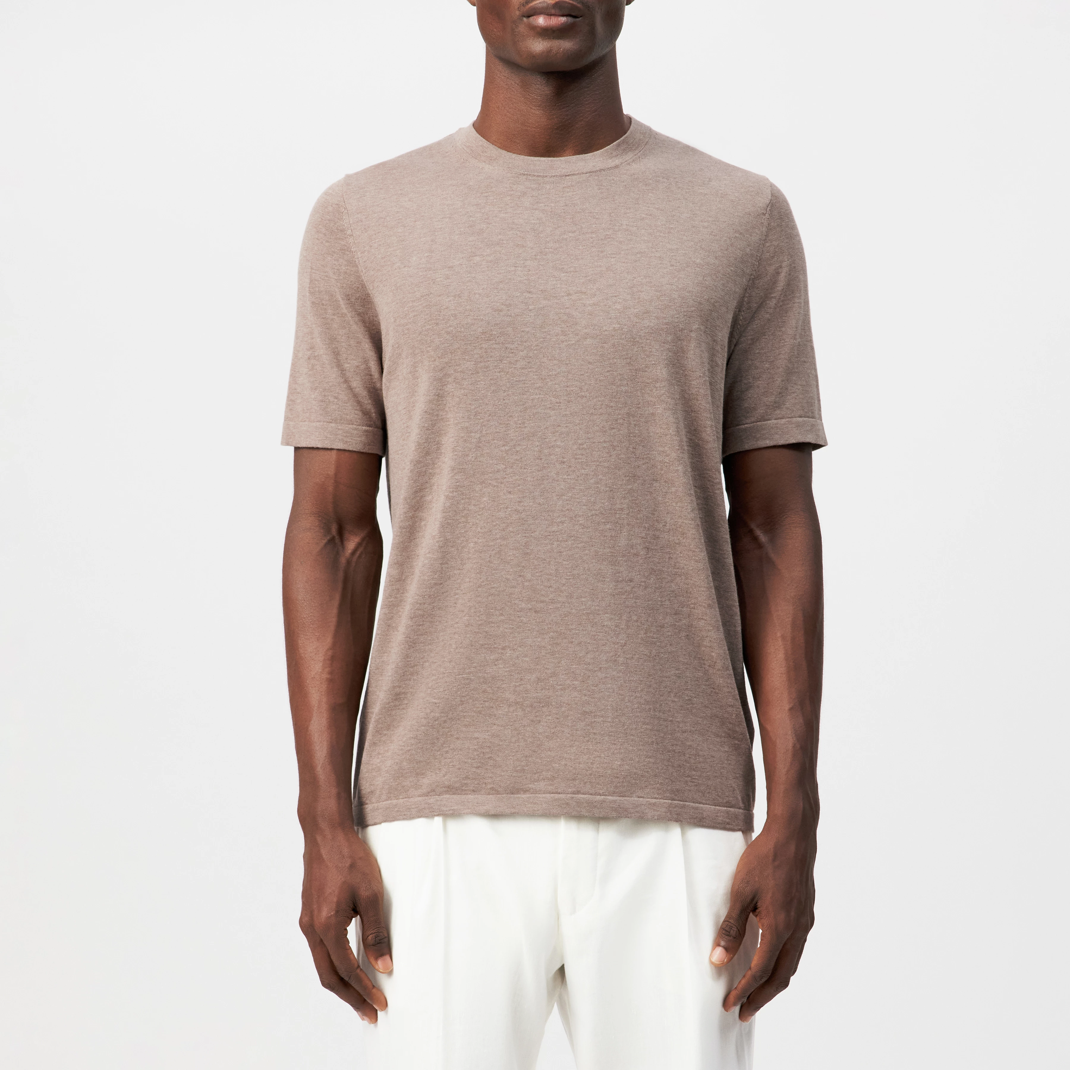 VALENTIN - T-shirt in mercerised cotton - men - brown - Frontansicht