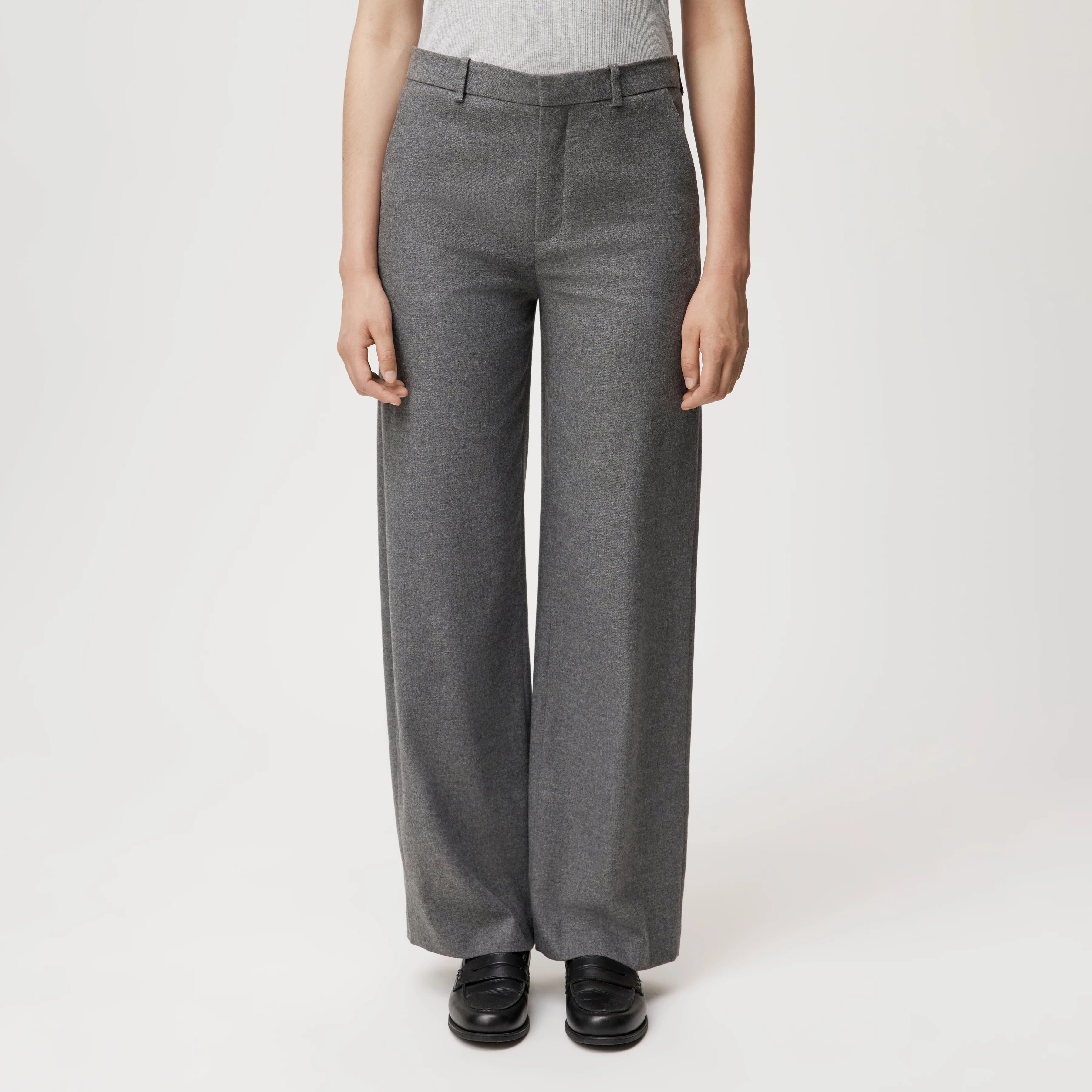 DESK - Trousers with barrel leg in wool blend - women - grey - Frontansicht