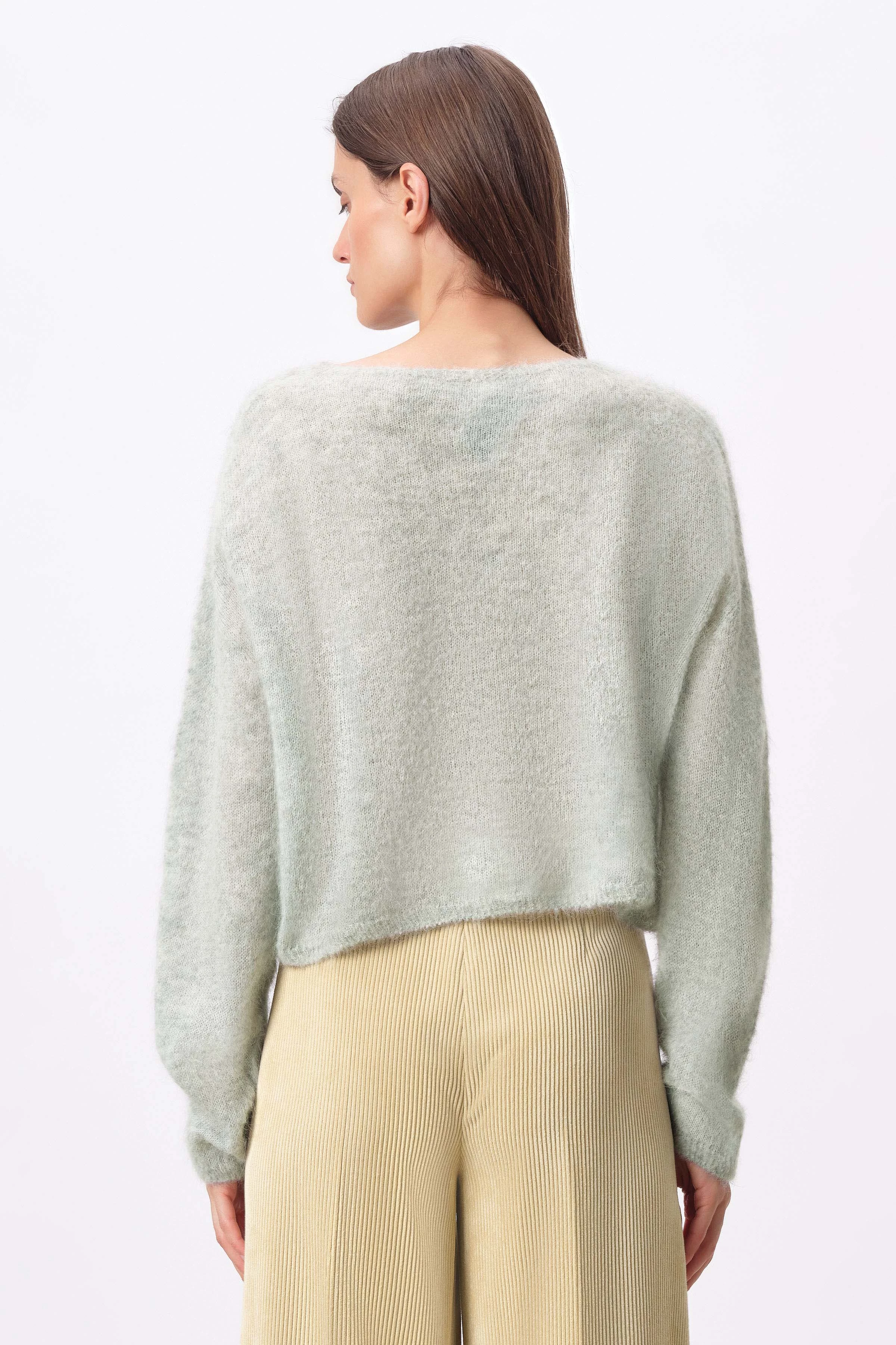 IMENY - Trui met korte mouwen in luxe suri baby alpacamix - dames - grijs - Rückansicht