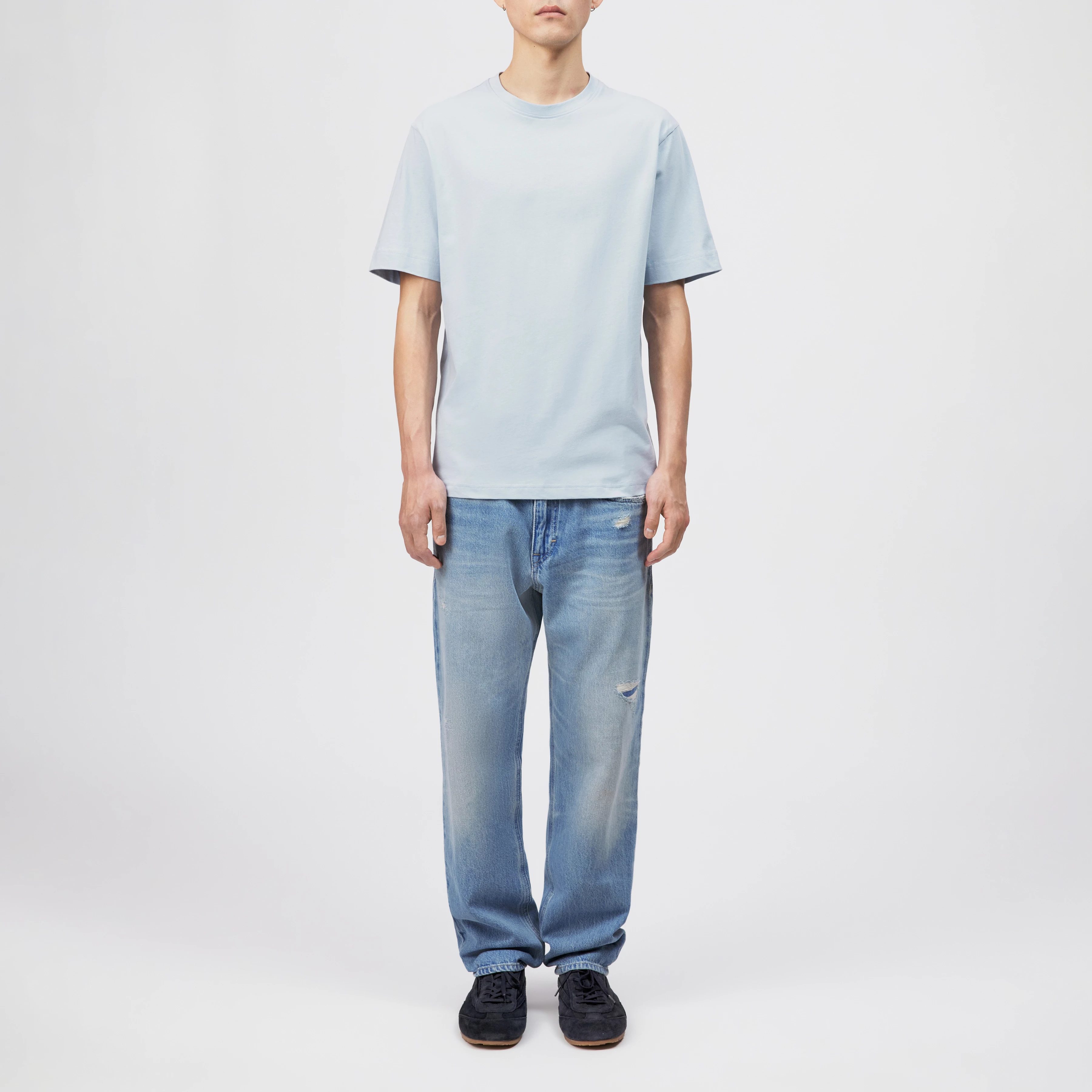 RAPHAEL - T-shirt in pure cotton - men - blue - Ganzkörper-Frontansicht