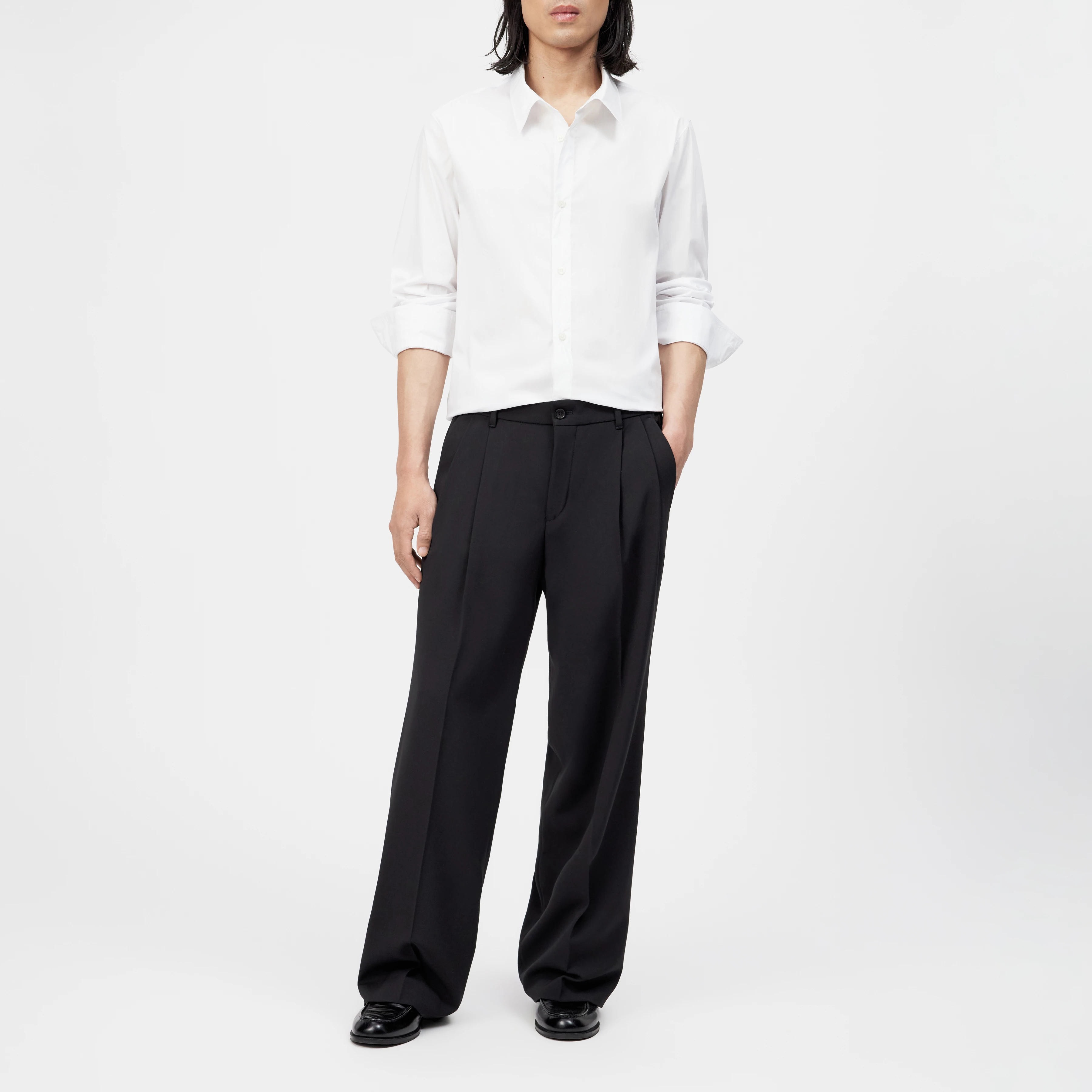 GAUNT - Klassisches Langarmhemd in Baumwolle-Mix - Herren - weiß - Ganzkörper-Frontansicht