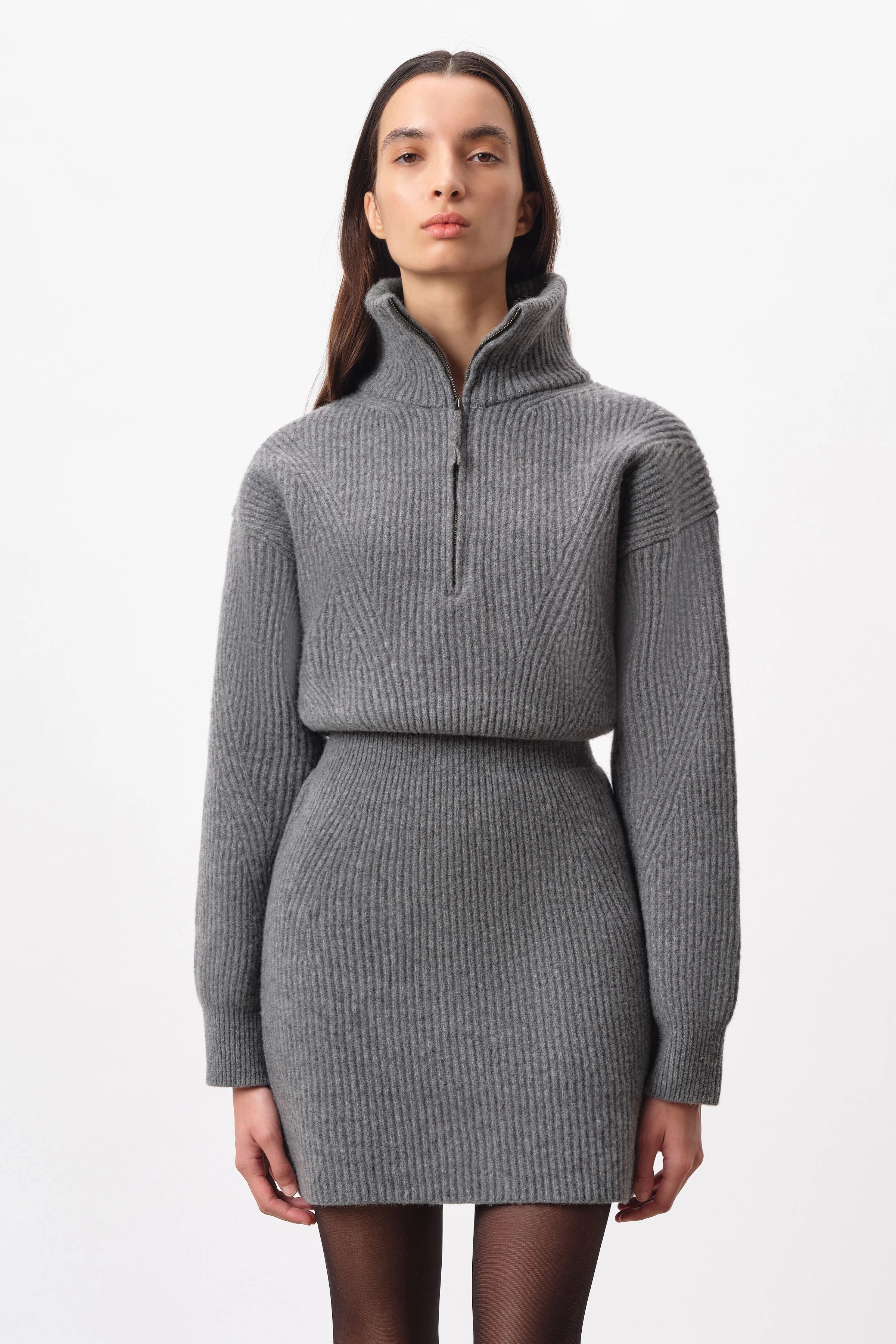 Drykorn Strickkleid Grau Eng DRYKORN ANTONA Strickkleid Brown