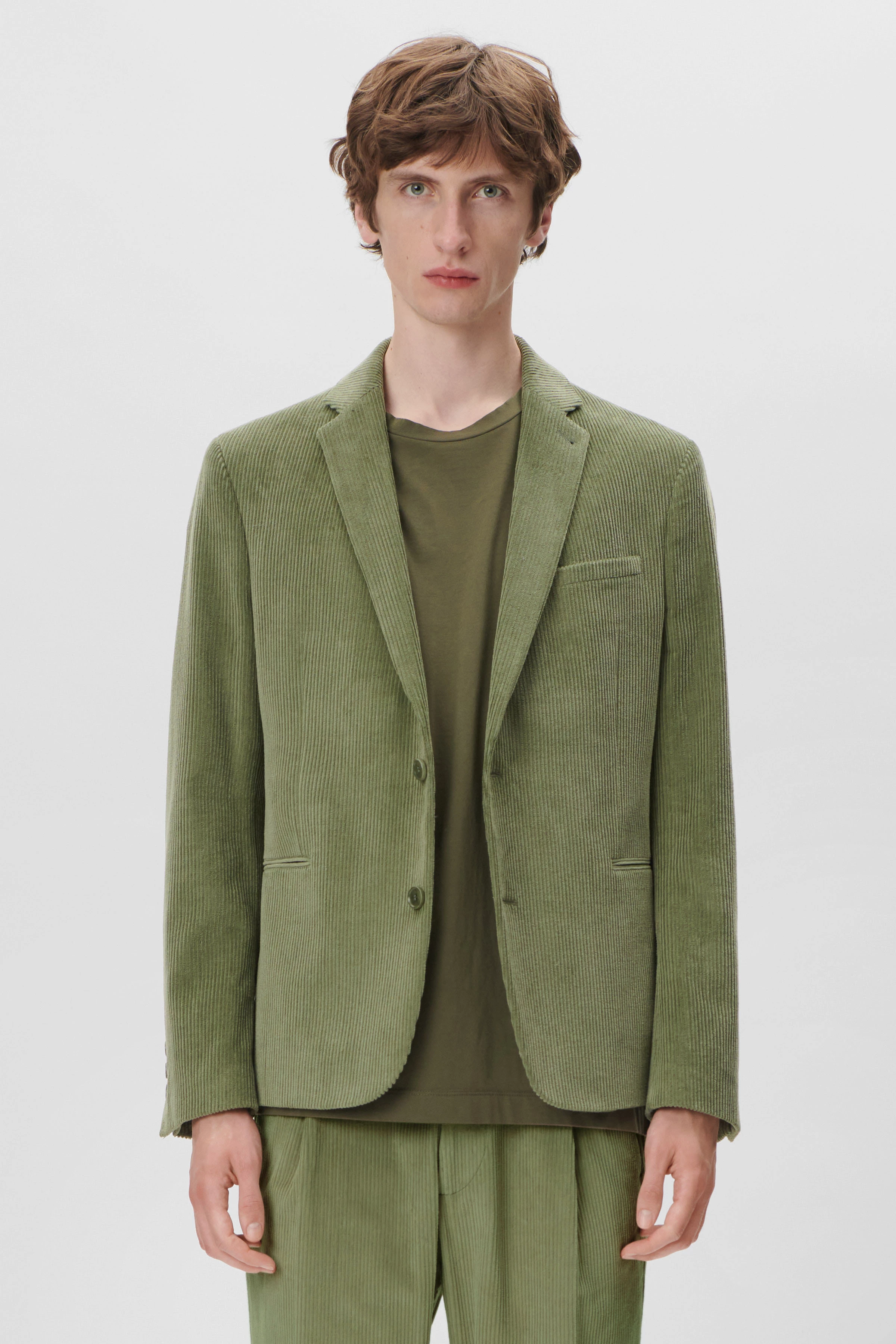 HORLEY - Slim Fit Sakko mit fallendem Revers in Cord - Herren - grün - Frontansicht