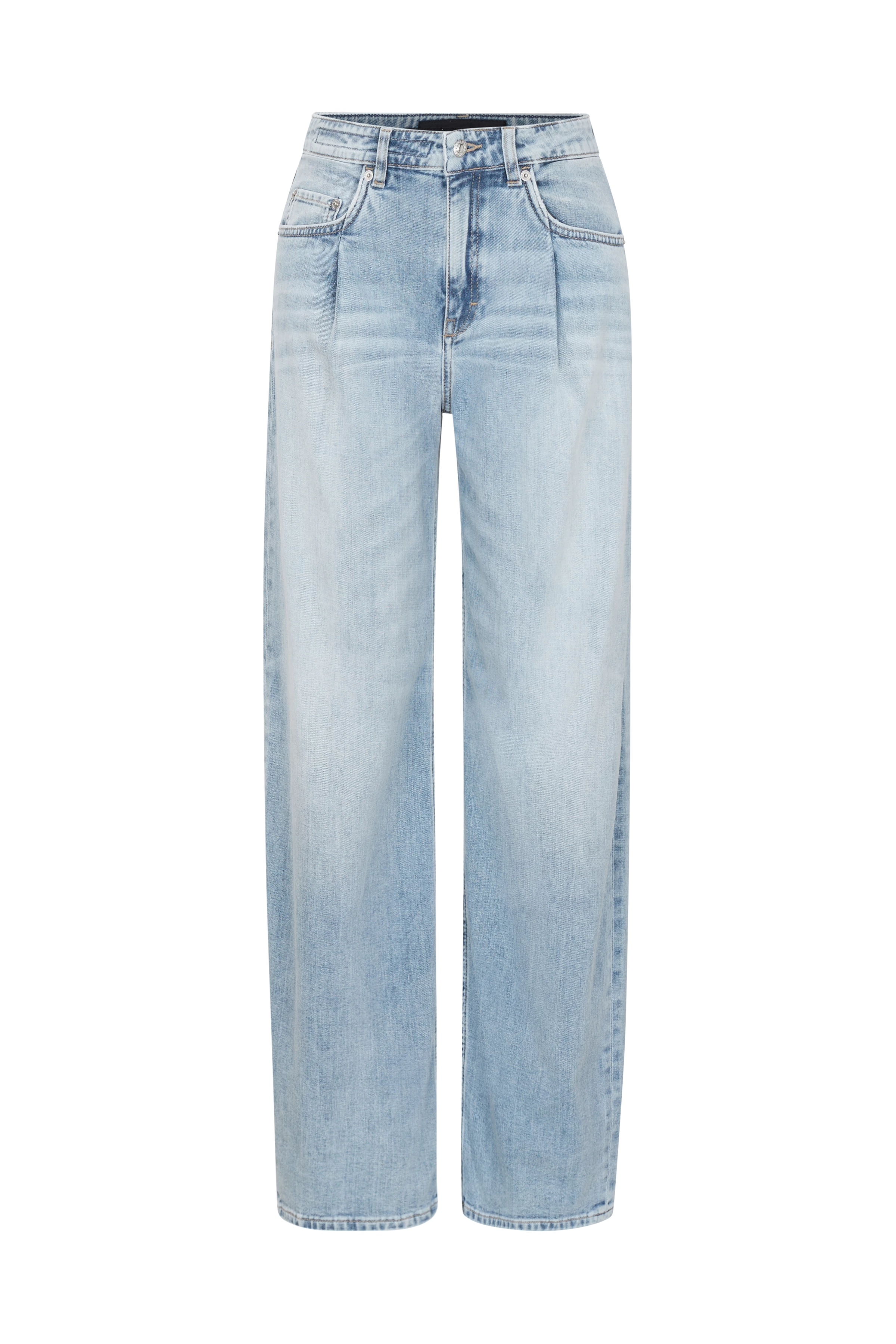 THINK - Mid-Waist Jeans mit Bügelfalte in Light-Blue - Damen - blau - Freisteller Frontansicht