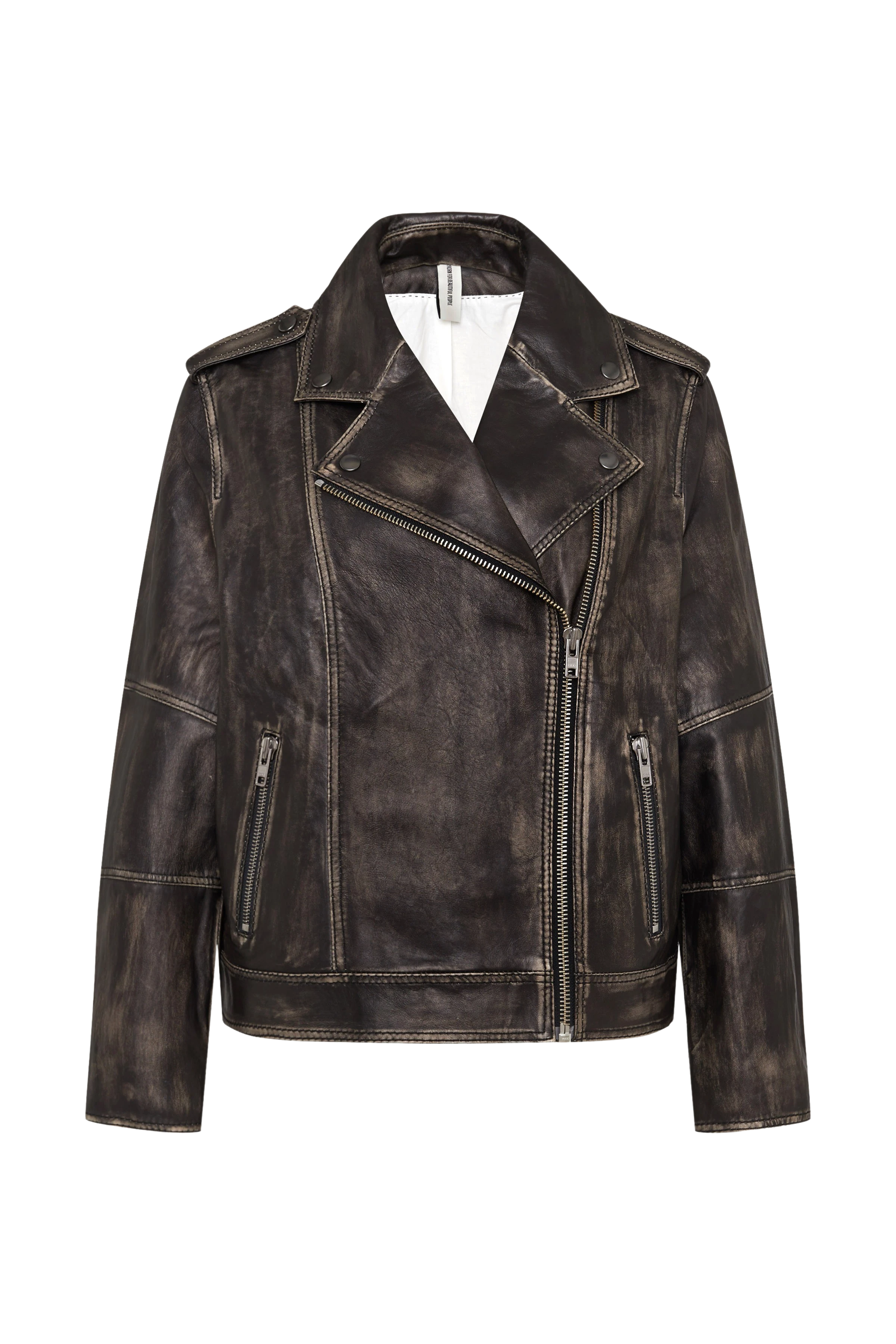 VROCK - Perfecto-Lederjacke aus Nappaleder - Damen - schwarz - Freisteller Frontansicht