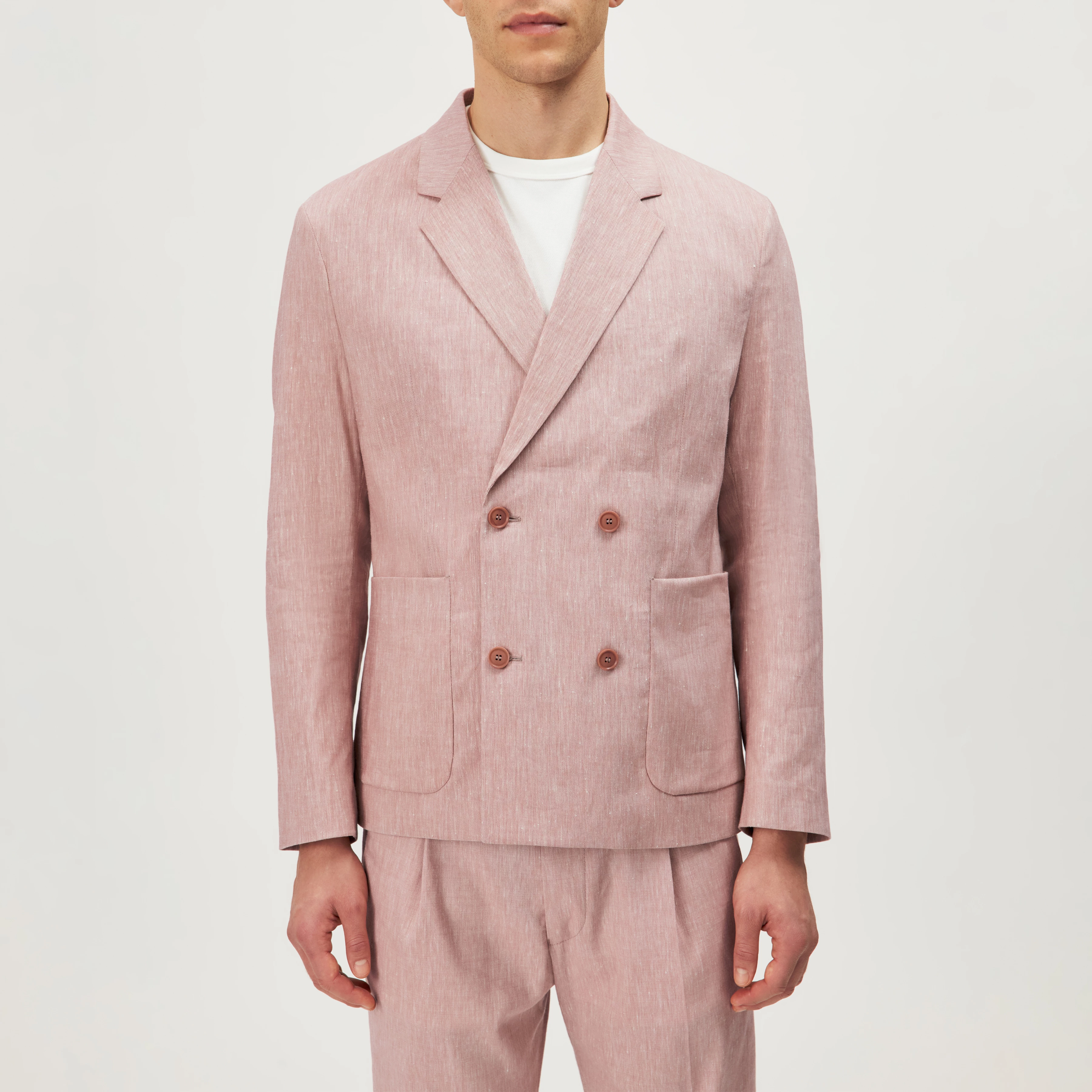 DOMARO - Zweireihiges Sakko in Leinen-Mix - Herren - orange - Frontansicht