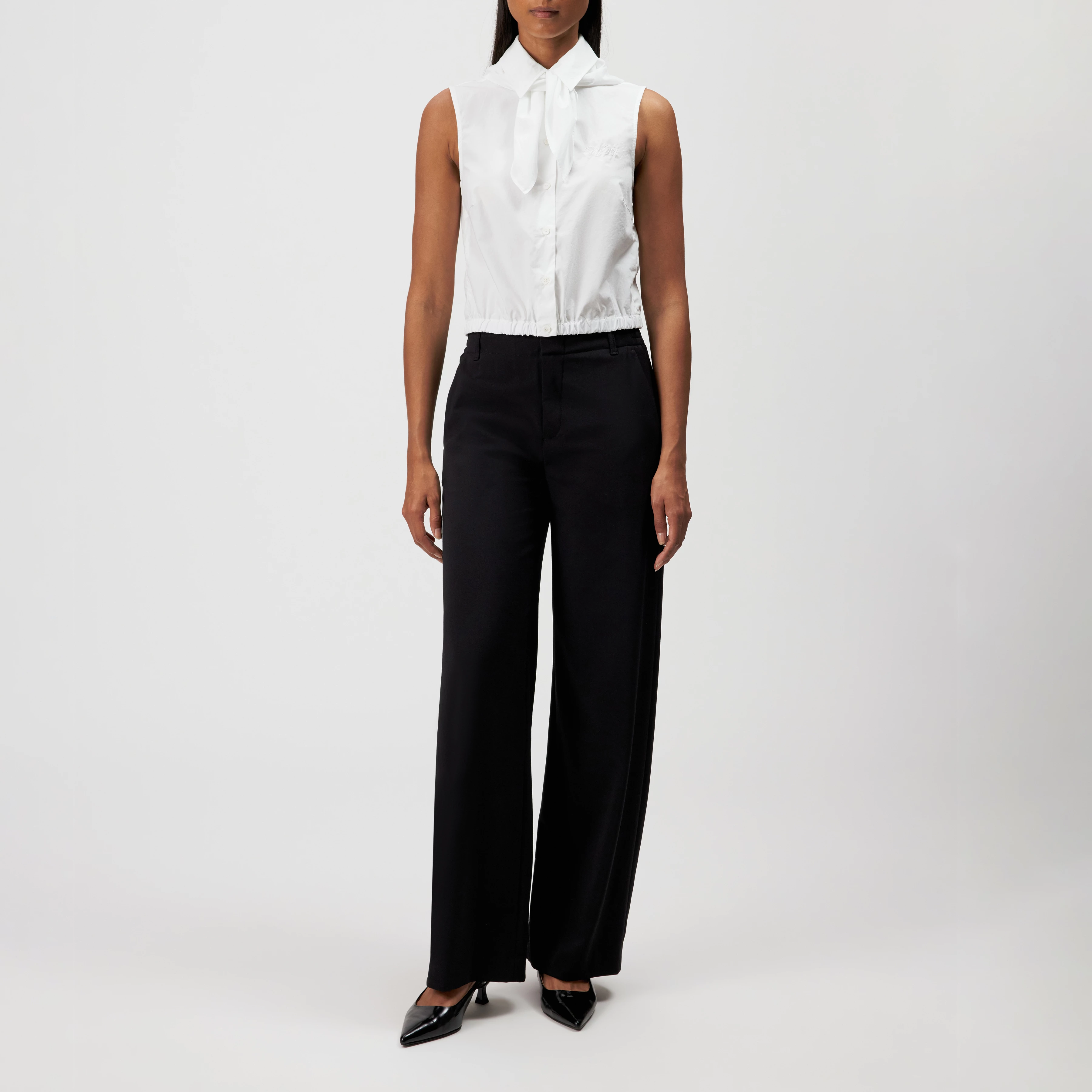 TIRIEL - Blouse sans manches coupe classique en coton pur - women - blanc - Ganzkörper-Frontansicht