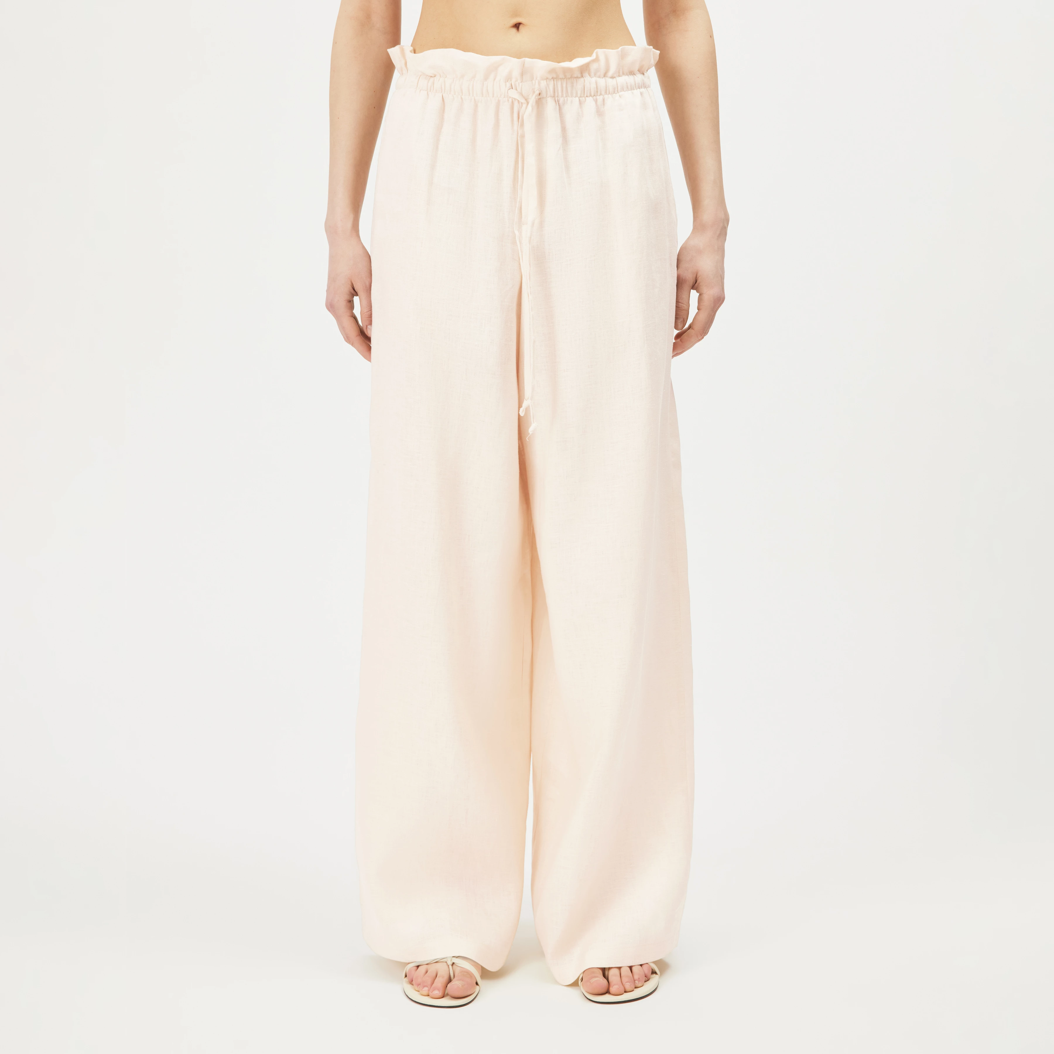 DWINDLE - Paperbag-bukser i rent linned - women - off white - Frontansicht