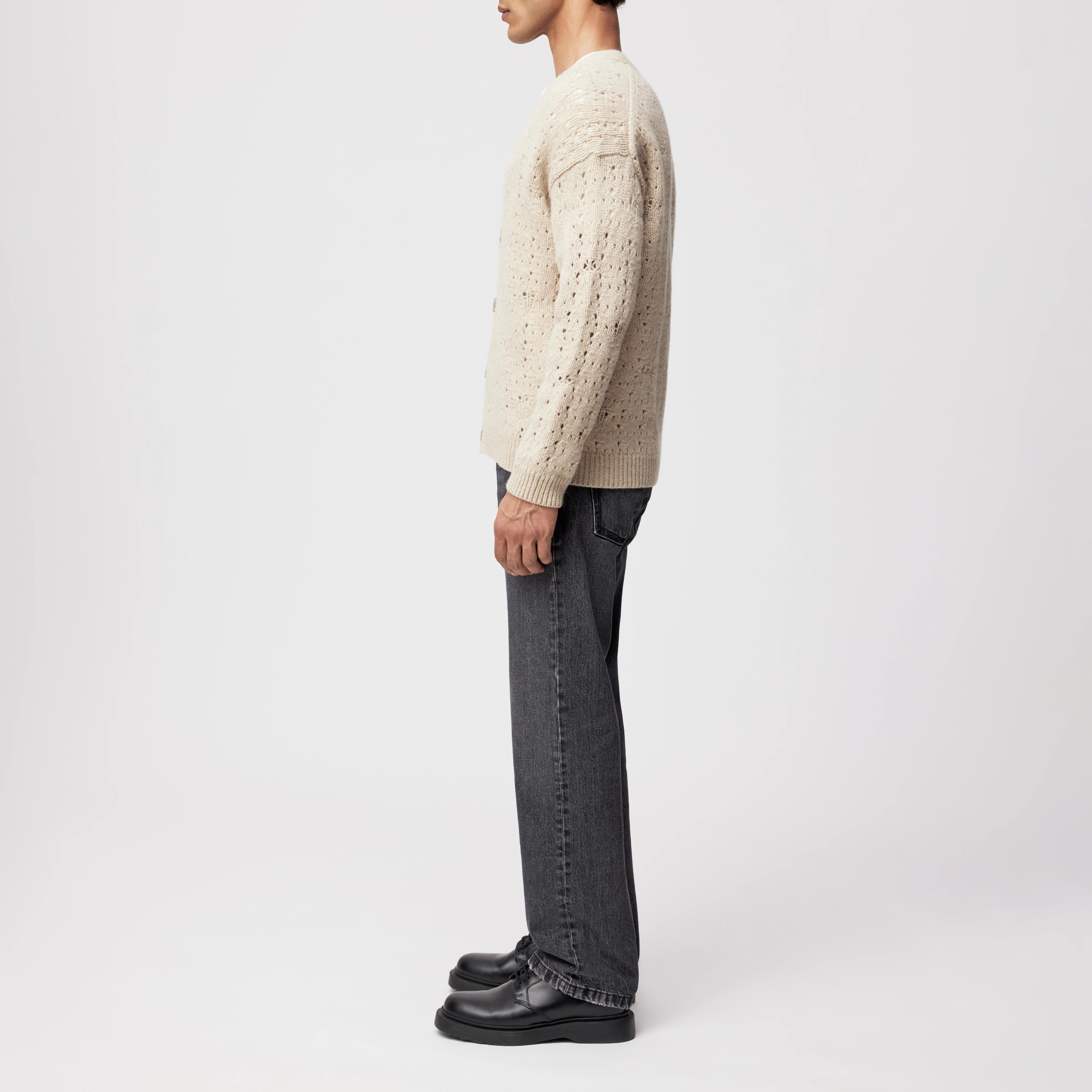 ELDARO - Cardigan in Wolle - Herren - beige - Seitenansicht