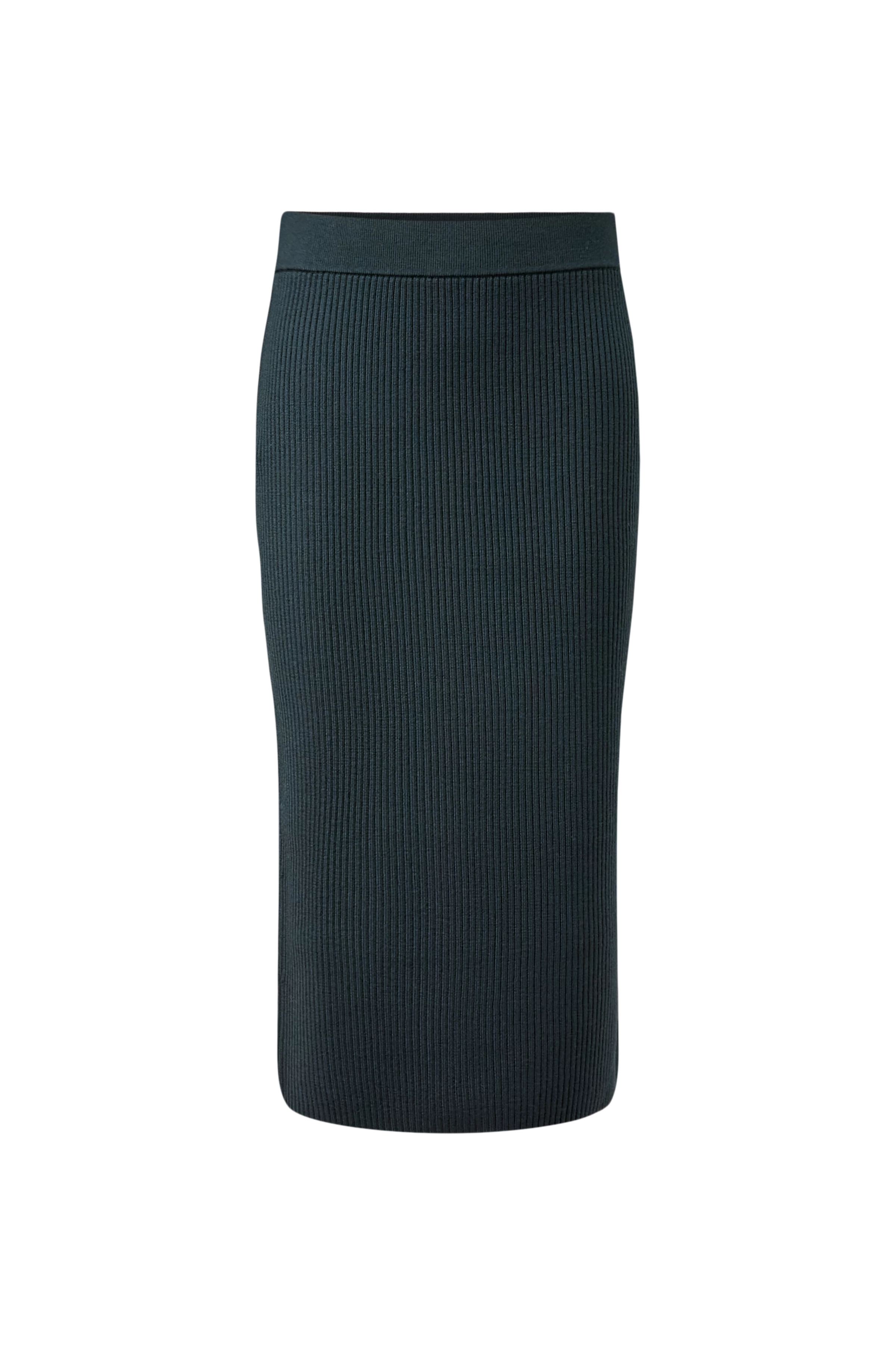 LUDIMI - Pencil skirt with slit in 100% merino wool - women - green - Freisteller Frontansicht