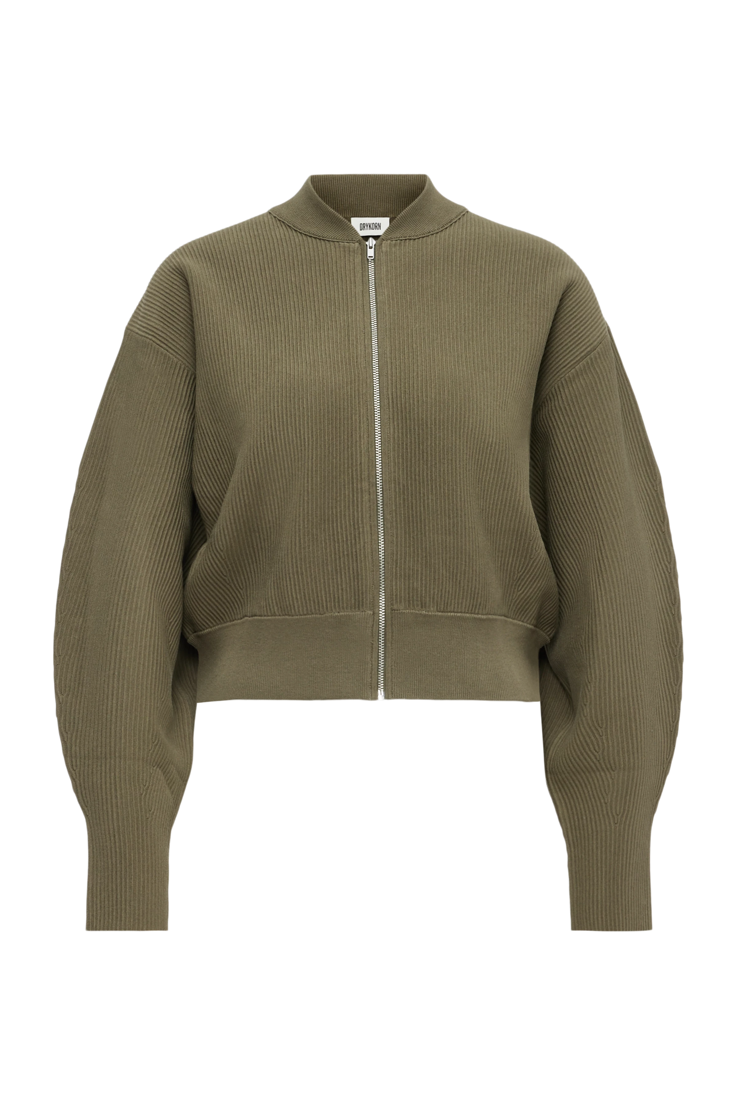 PHILOMENIA - Strick-Blouson in Baumwollstruktur - Damen - grün - Freisteller Frontansicht