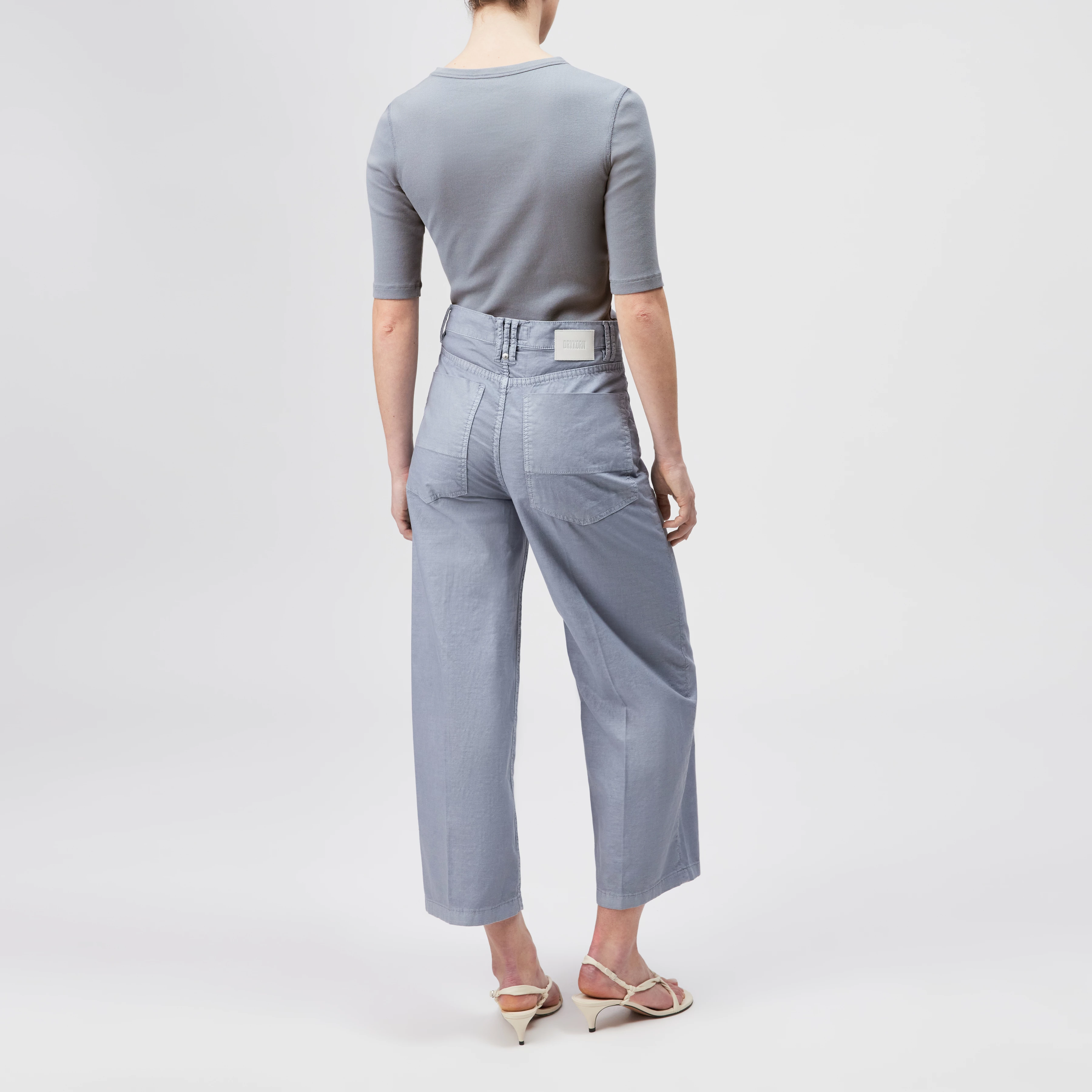 SELAY - Haut étroit en coton côtelé - women - bleu - Rückansicht