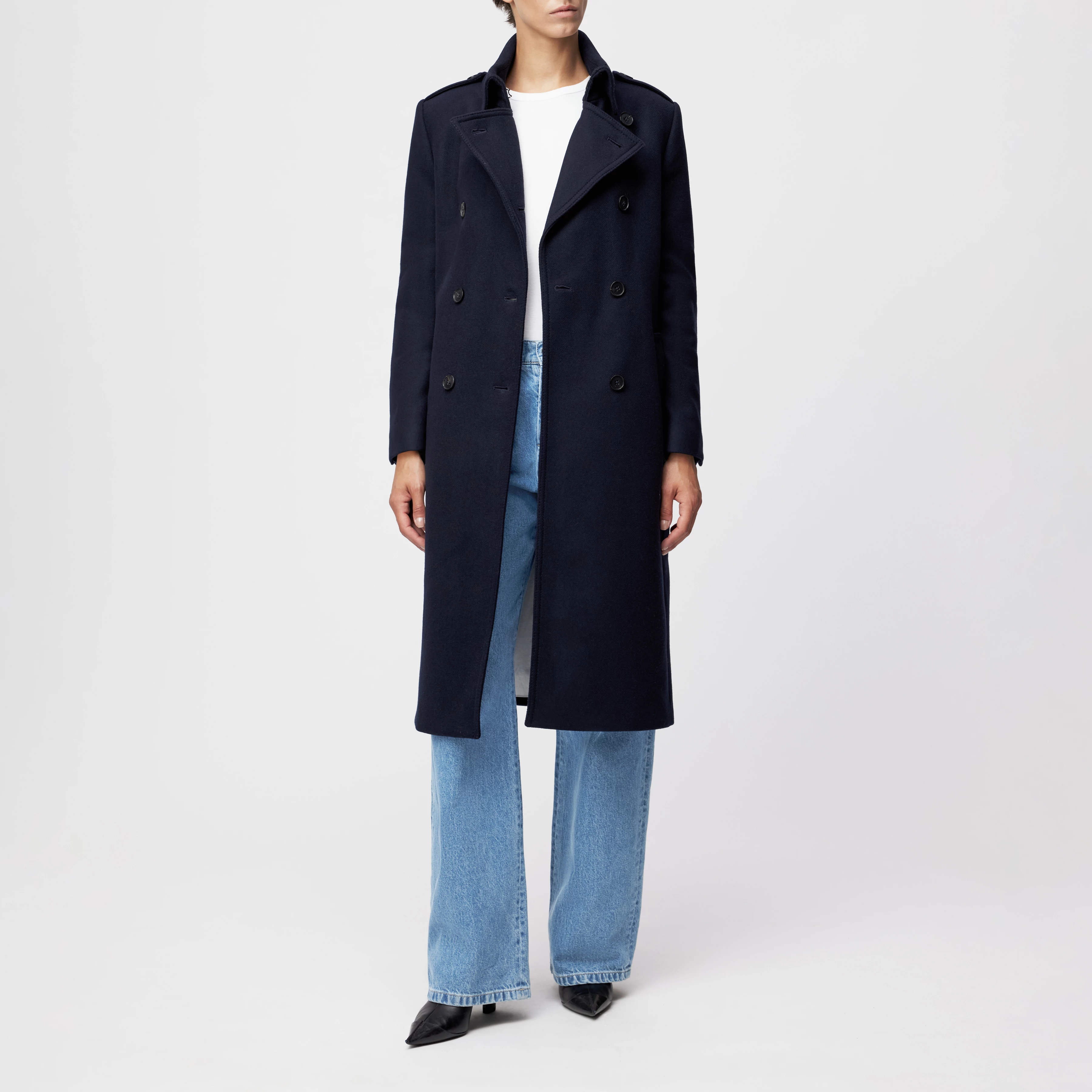 PIETHILL - Uniformmantel in winterlichem Woll-Mix - Damen - blau - Ganzkörper-Frontansicht