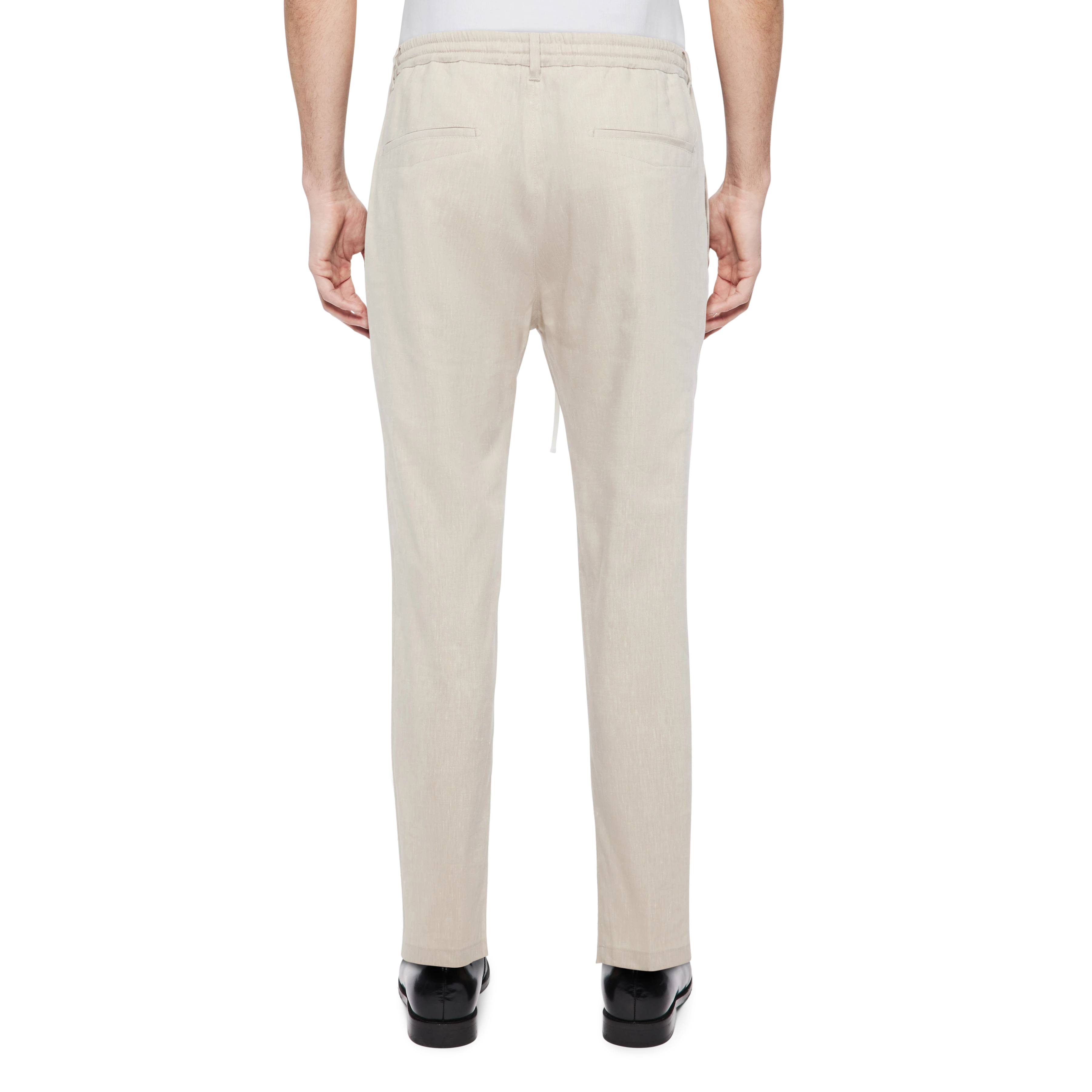 DEGER - Jogpants mit Tunnelzug in Leinen-Mix - Herren - beige - Rückansicht