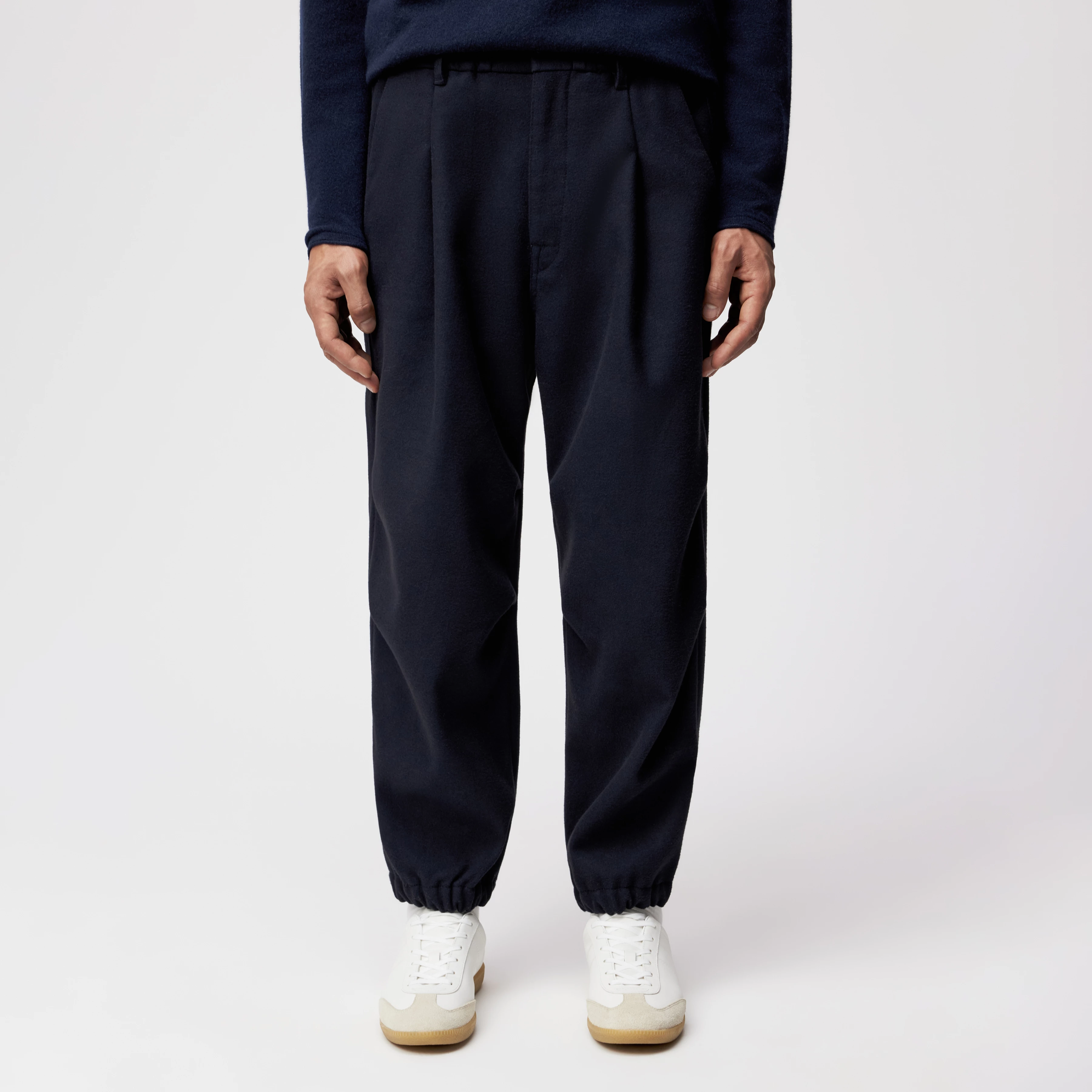LIROG_C - Utility trousers in soft flannel - men - blue - Frontansicht