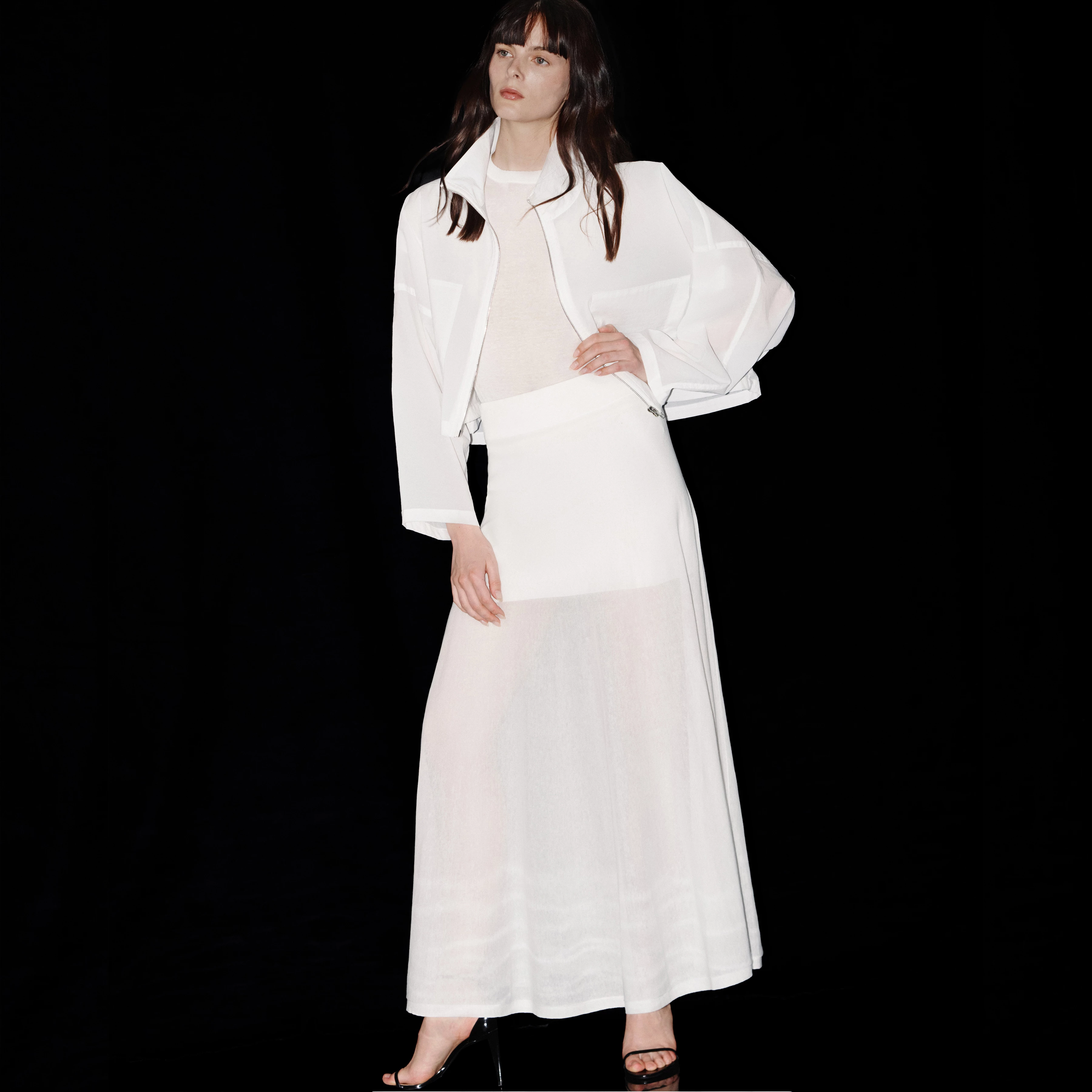 TENSYA_2 - Maxi jupe en maille fine - women - blanc cassé