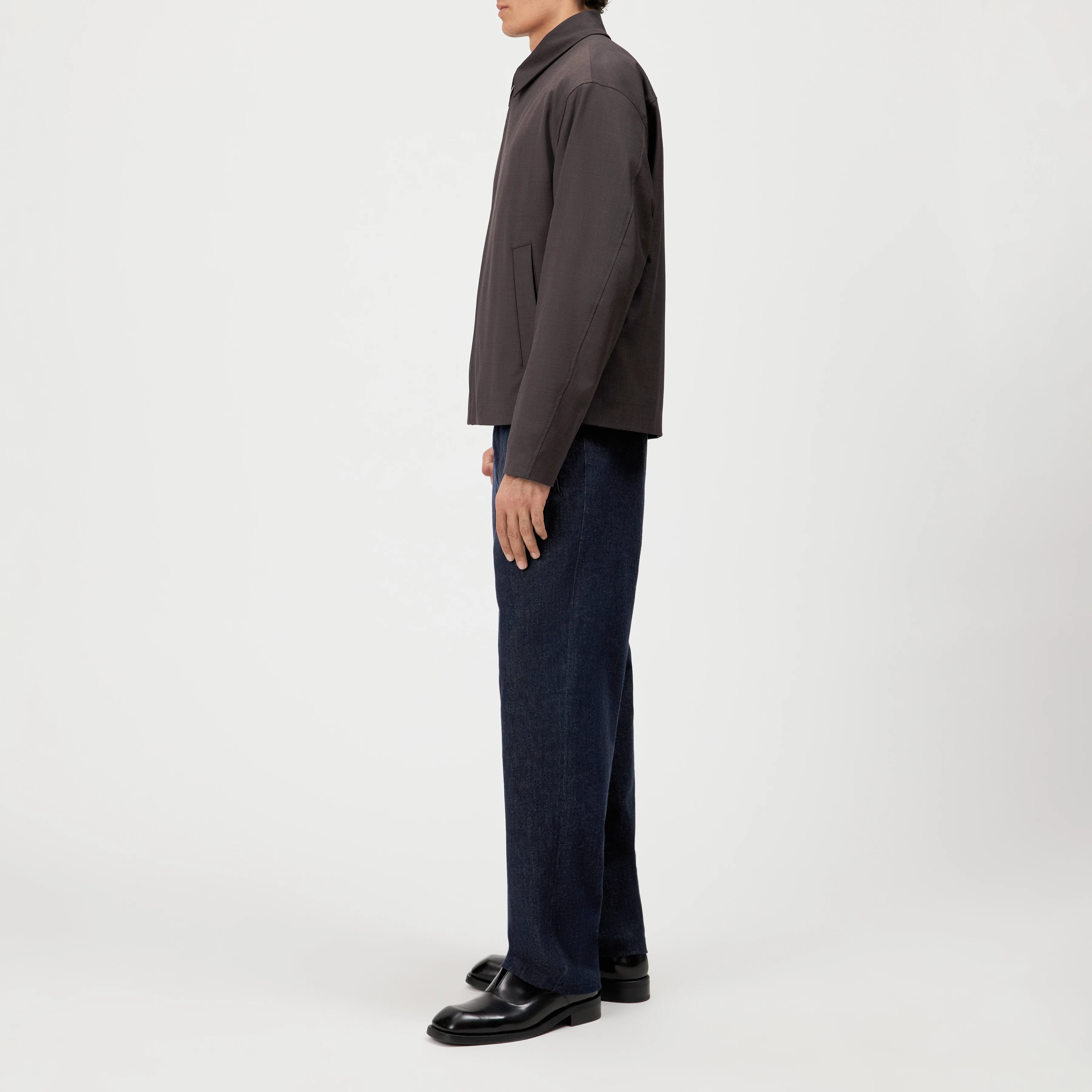 RIKKO - Relaxed fit jacket in flowing fabric - men - brown - Seitenansicht