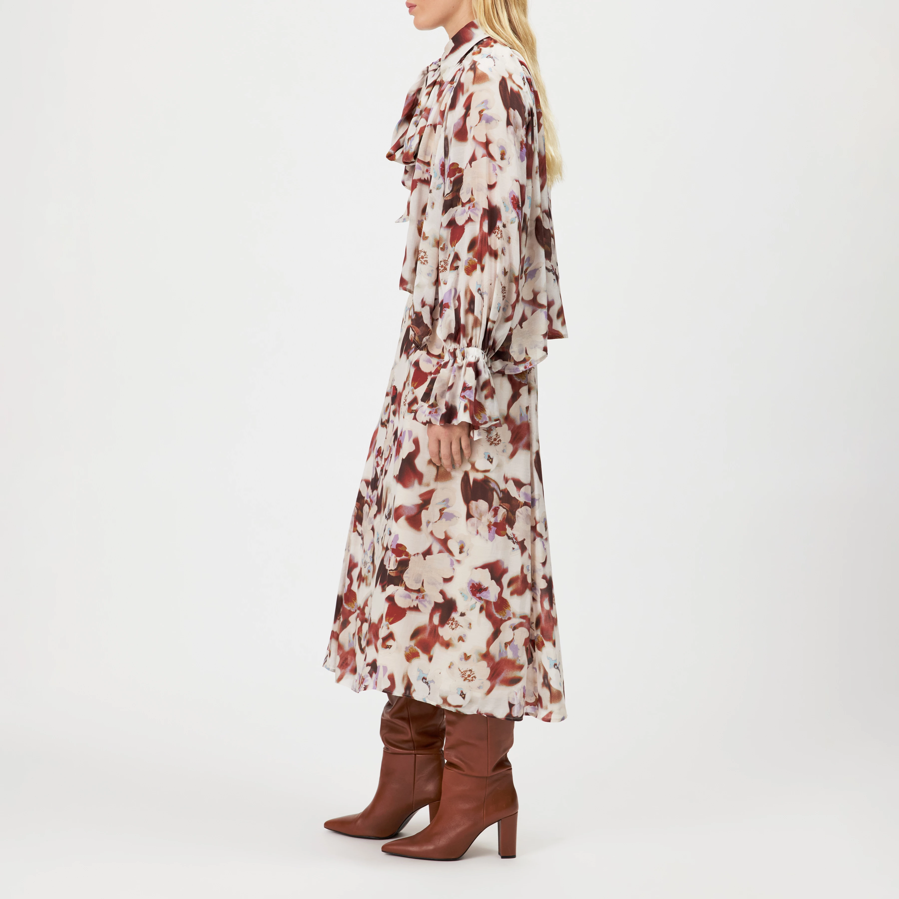 ELARIN - Jupe longue imprimée en Cupro-Modal - women - beige - Seitenansicht