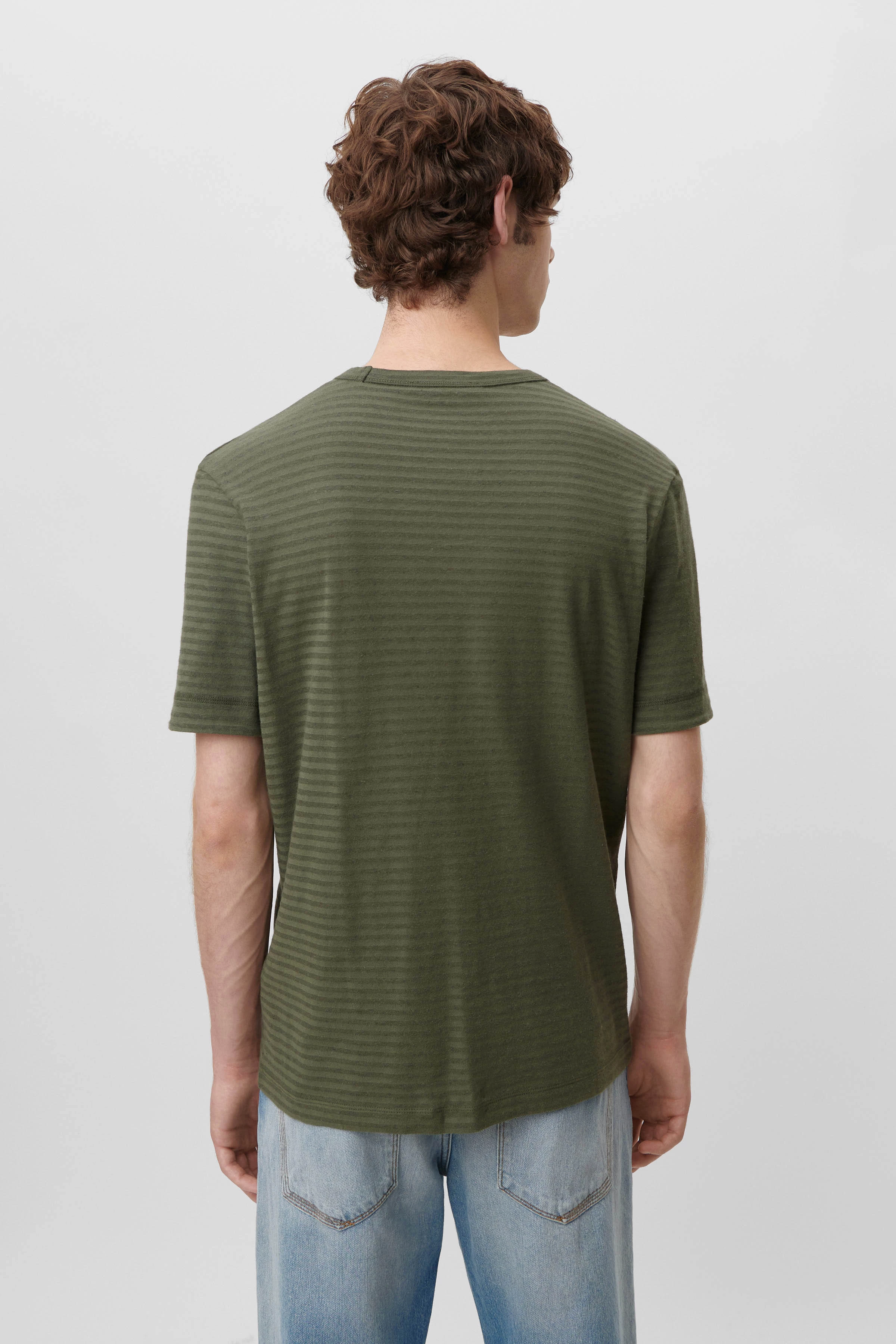 RAPHAEL - T-shirt with stitch detail on sleeves - men - green - Rückansicht