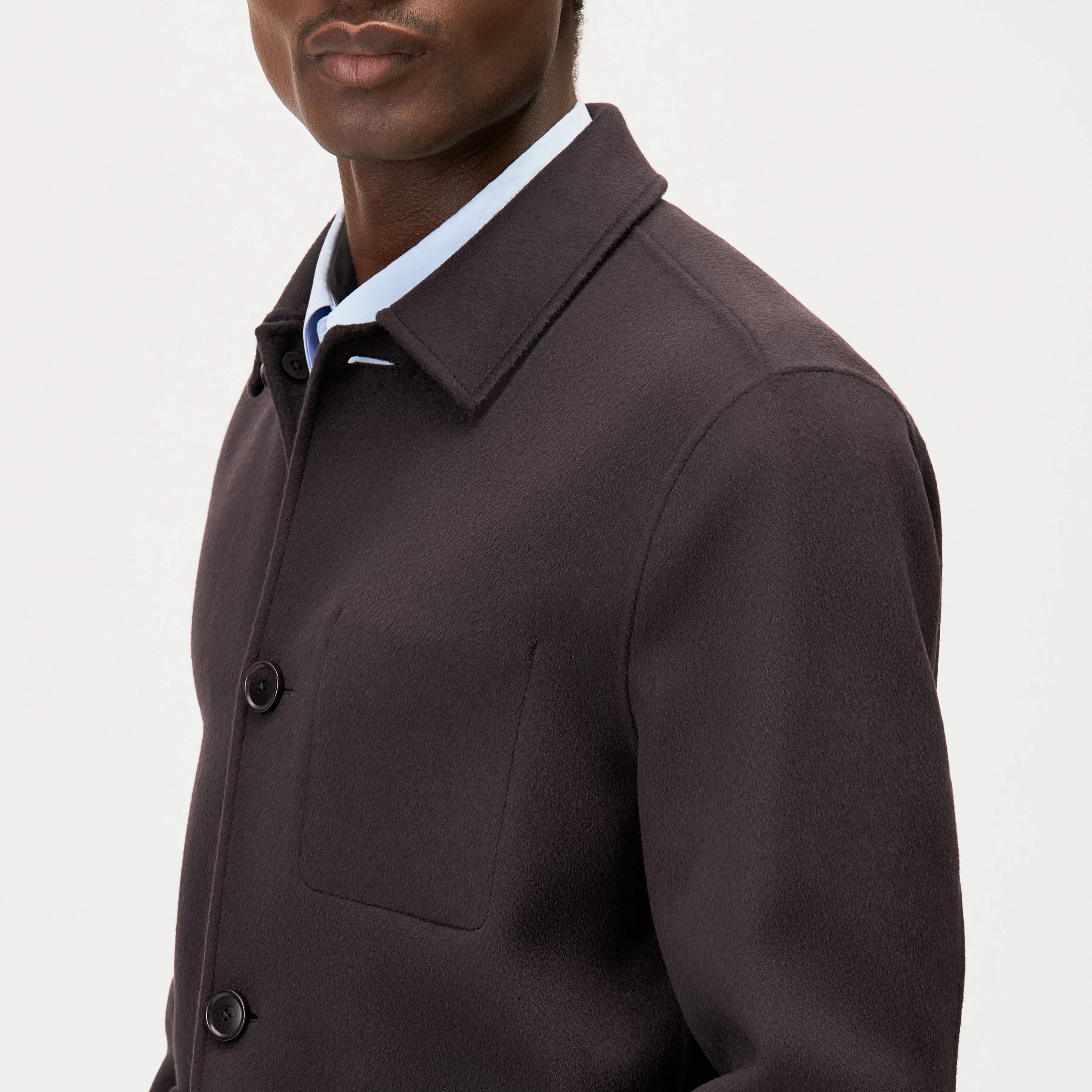 MAKONA - Wool-blend jacket - men - brown - Detailansicht am Model