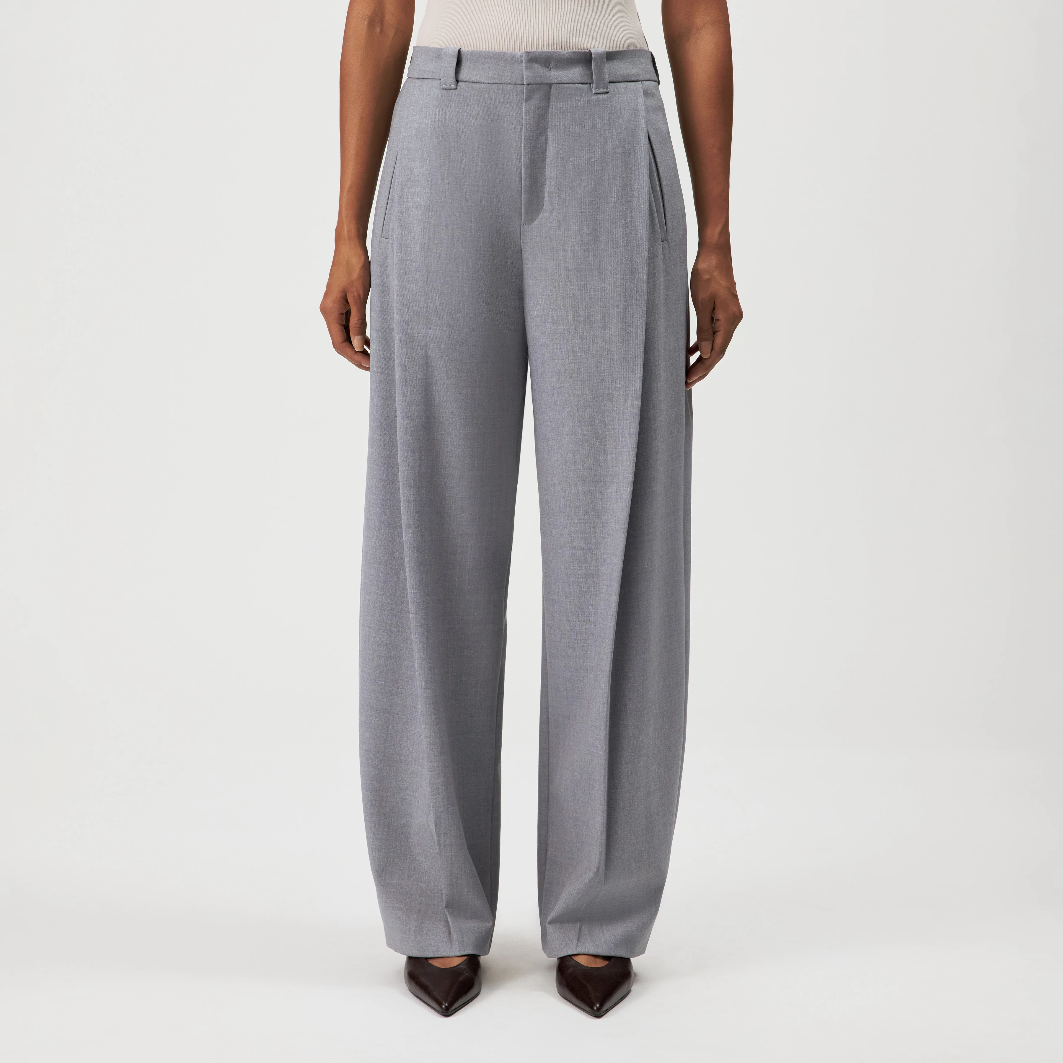 UNPACK - Gabardine trousers - women - grey - Frontansicht