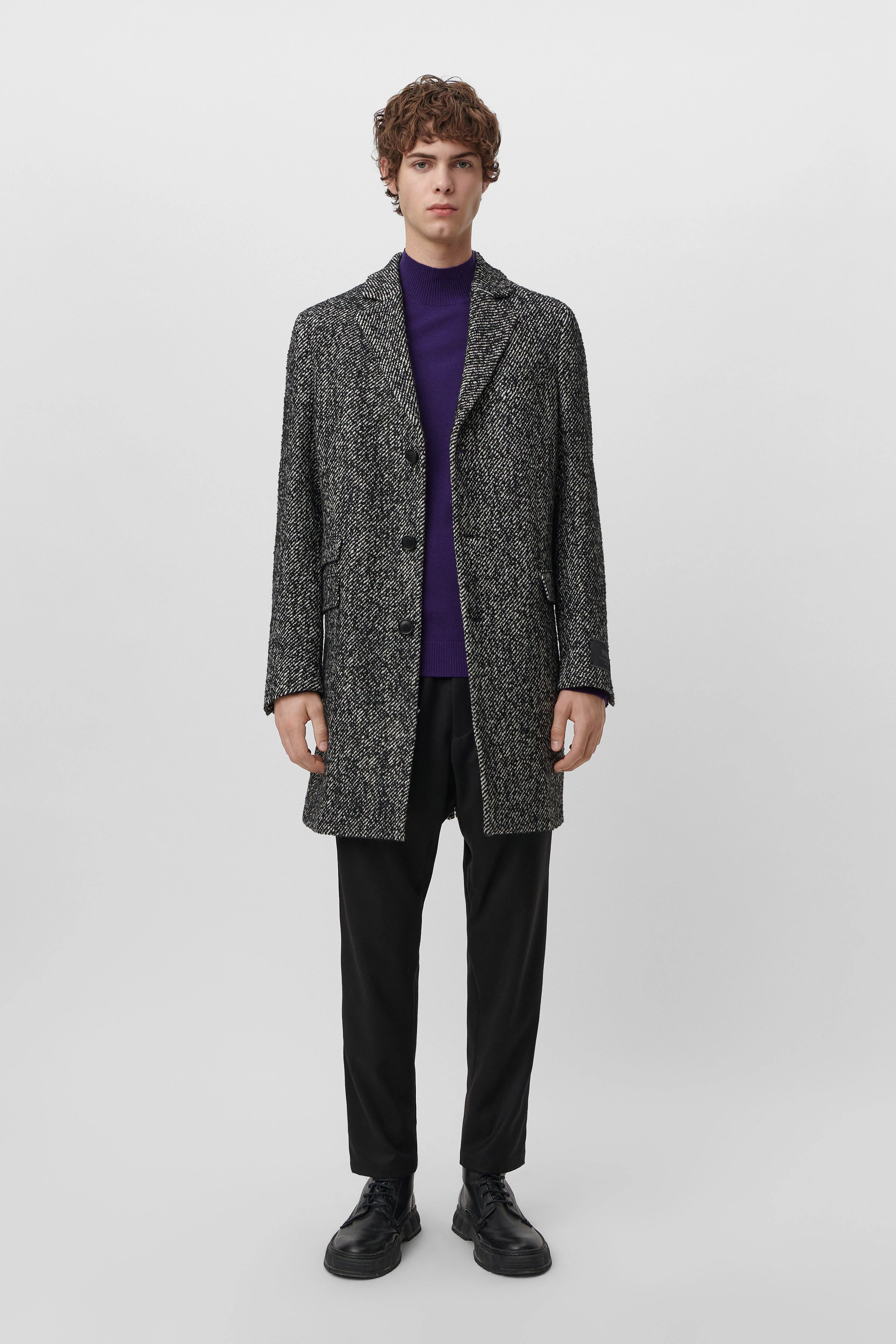 LUGO - Blazermantel in heavy Wolltwill - Herren - schwarz - Ganzkörper-Frontansicht