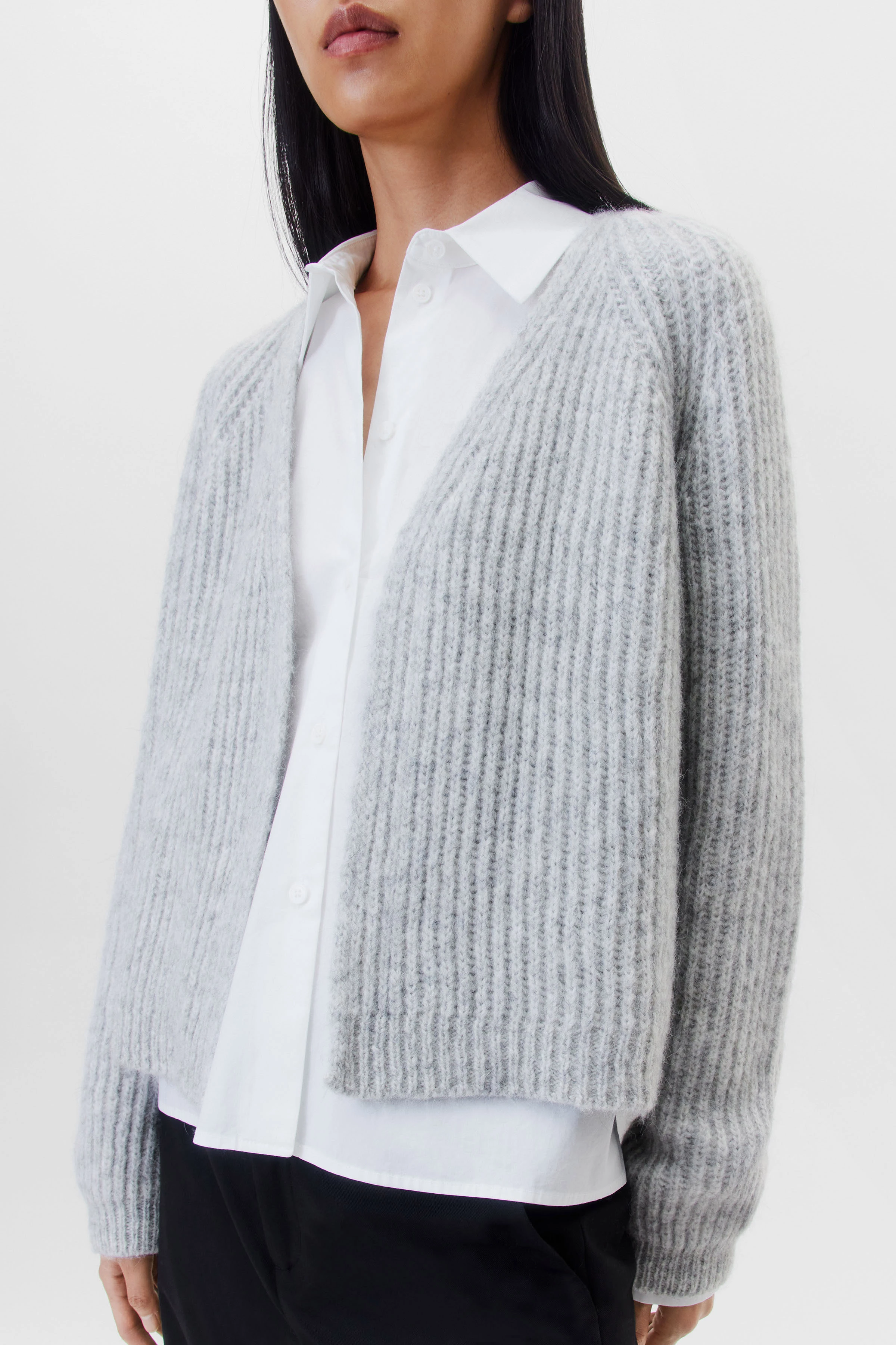 MANUMY - Strickjacke in Alpaka-Mix - Damen - grau - Seitenansicht