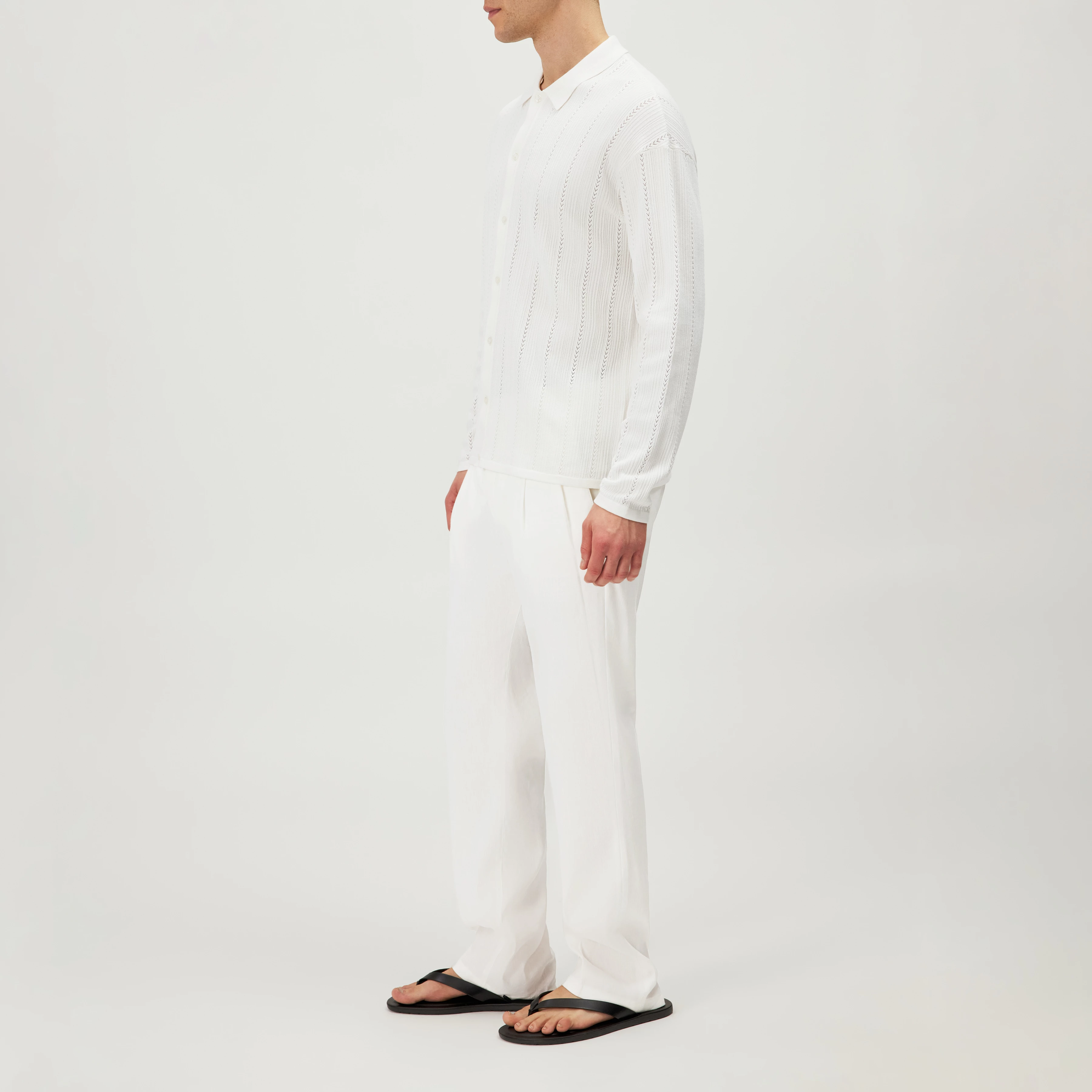 EMILIAS - Regular fit cotton polo - men - off white - Seitenansicht