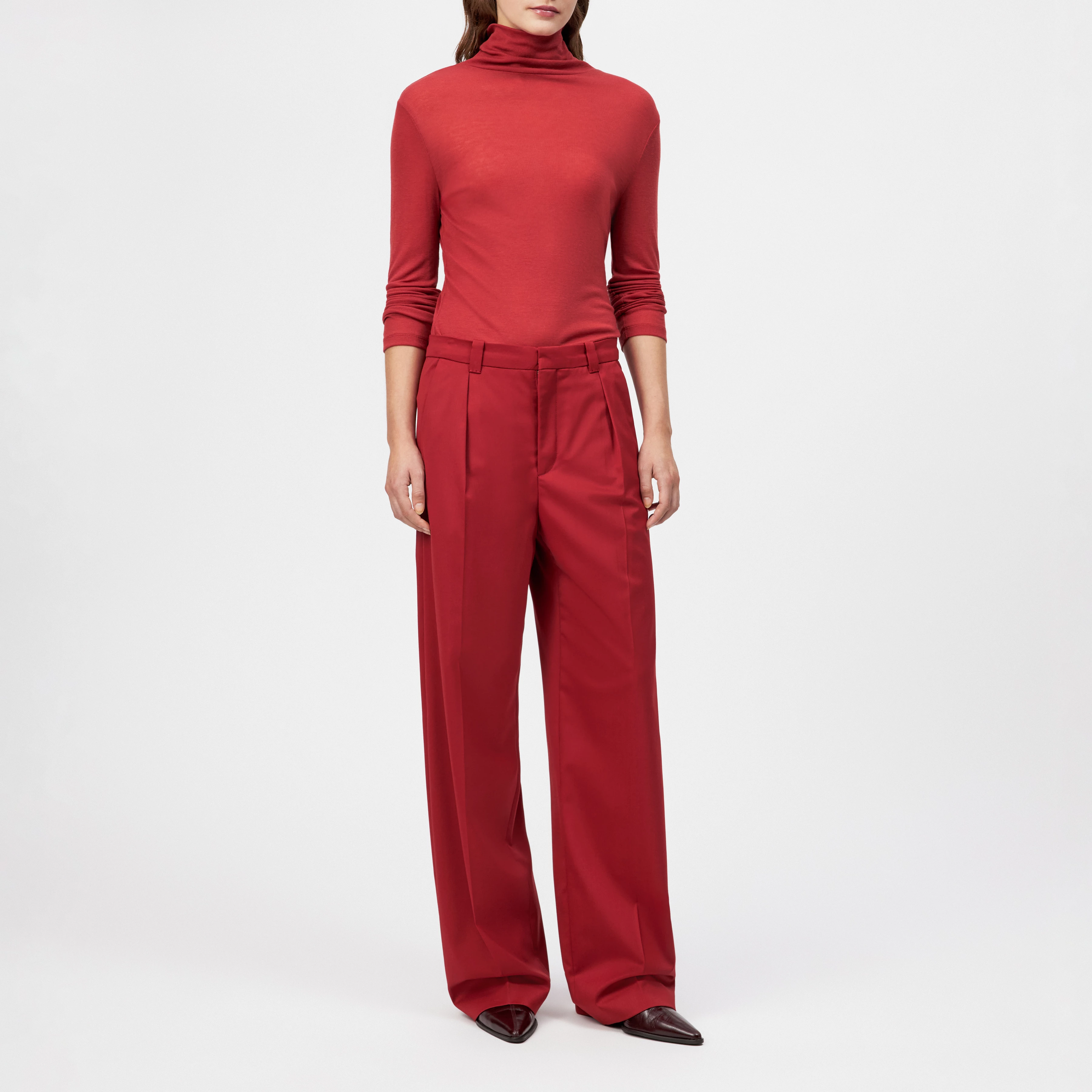 ADUCT - Tailored straight-leg trousers in wool blend - women - red - Ganzkörper-Frontansicht