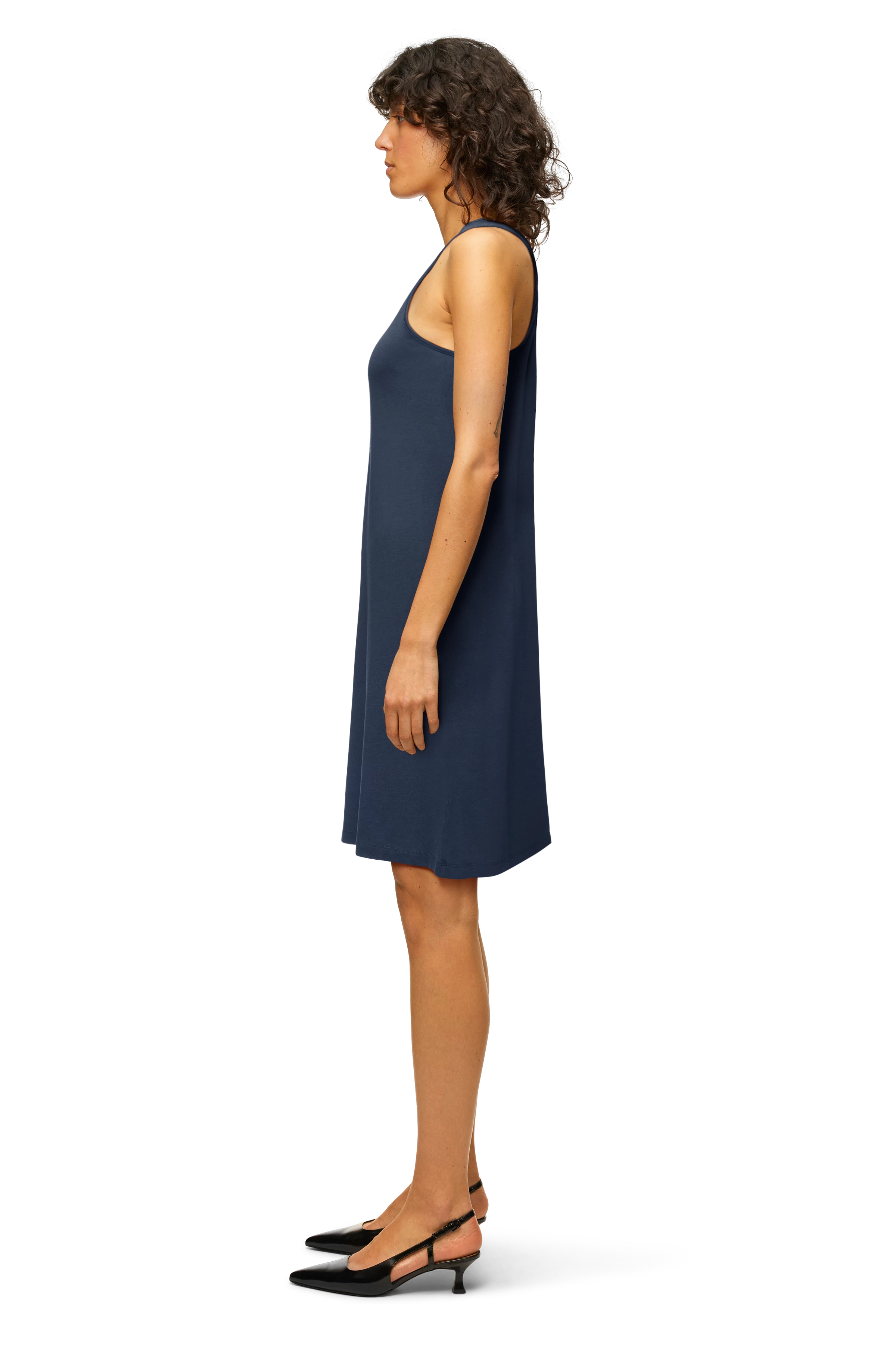 VIDRO - korte jersey jurk in een zuivere lyocell-katoenmix - dames - blauw - Ganzkörper-Frontansicht