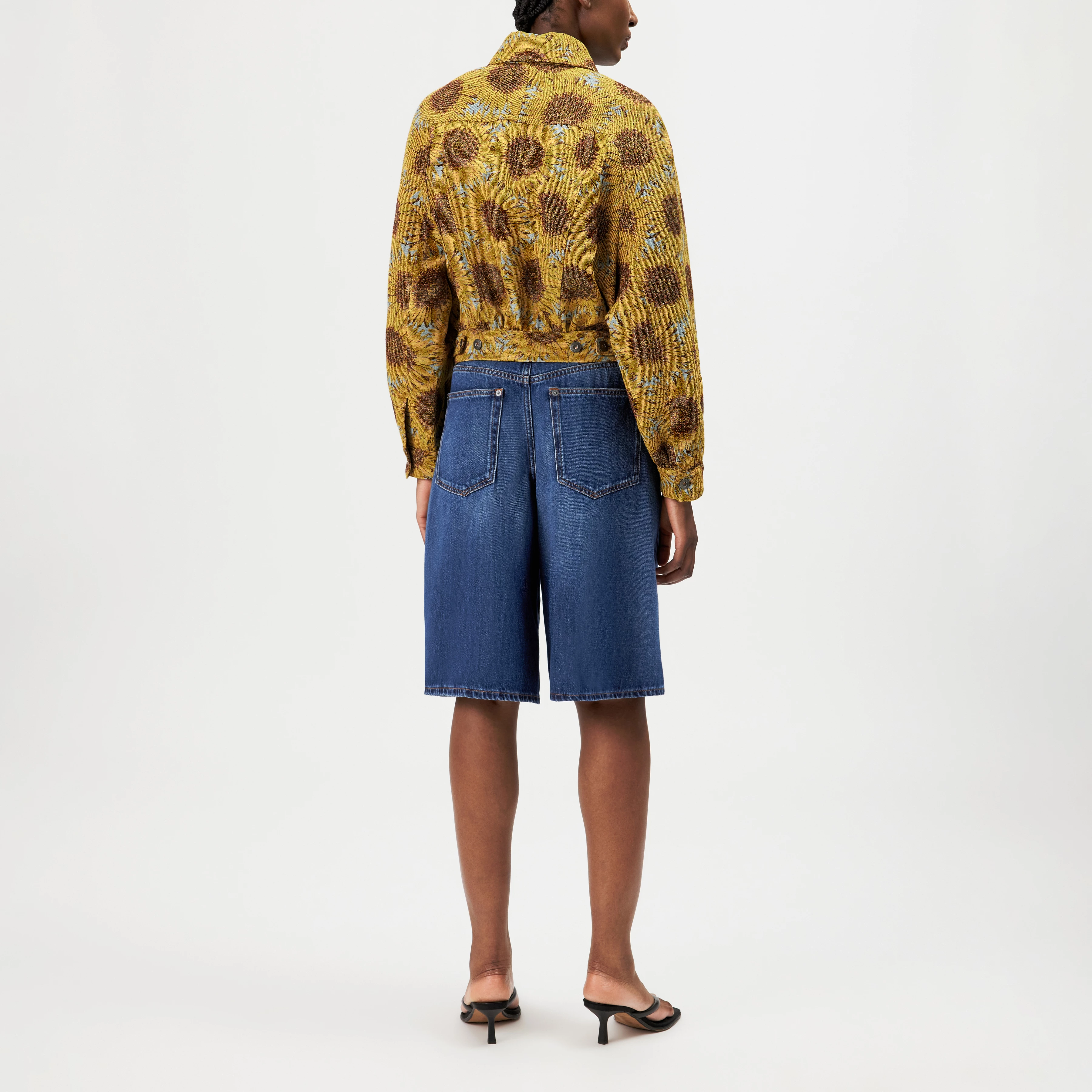 MARWICK - Relaxed fit jacquard jacket with sunflowers - women - yellow - Rückansicht