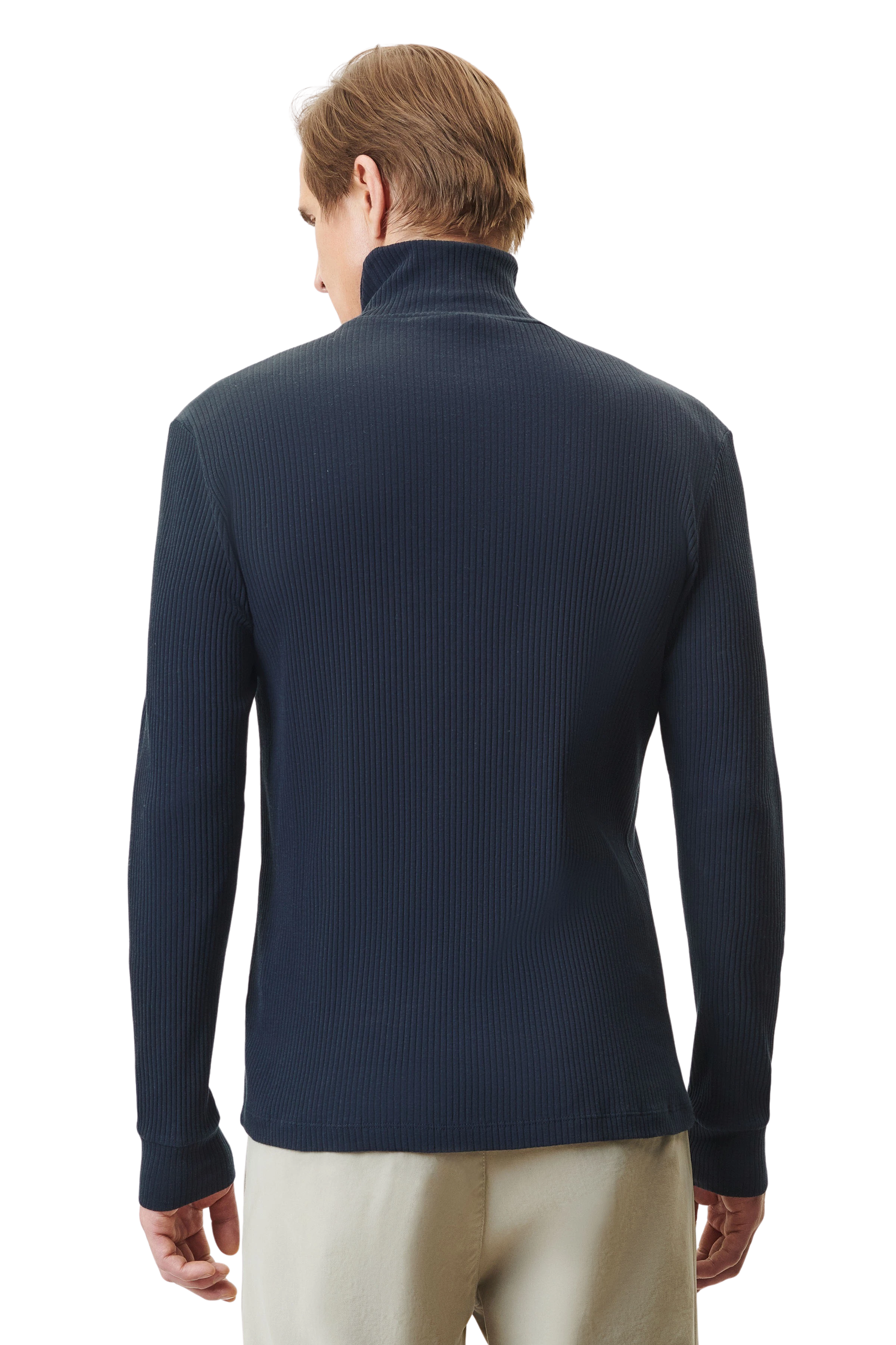 EMANUEL - Turtleneck Shirt in Baumwolle - Herren - blau - Rückansicht