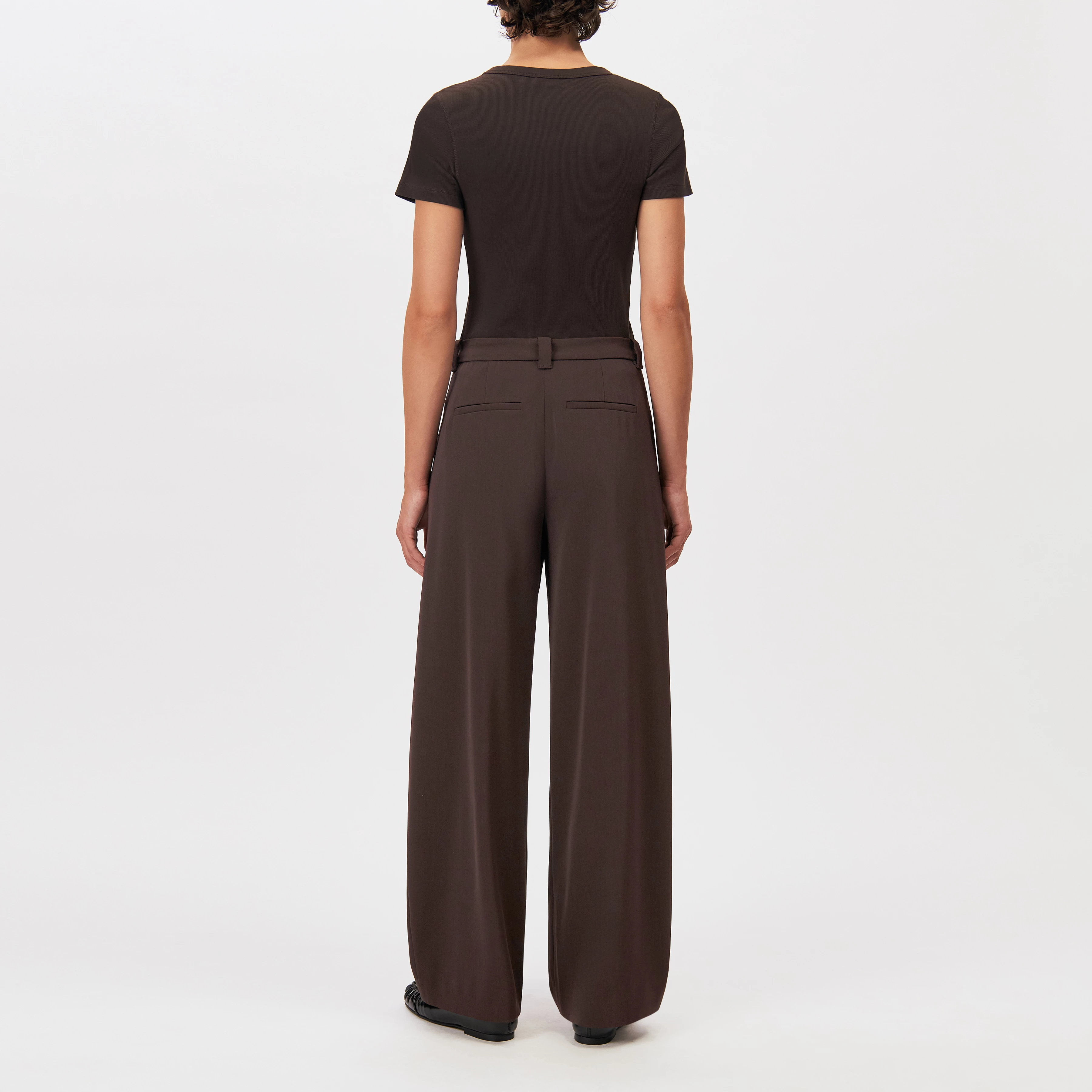 KOALE - Slim T-shirt in cotton rib - women - brown - Rückansicht