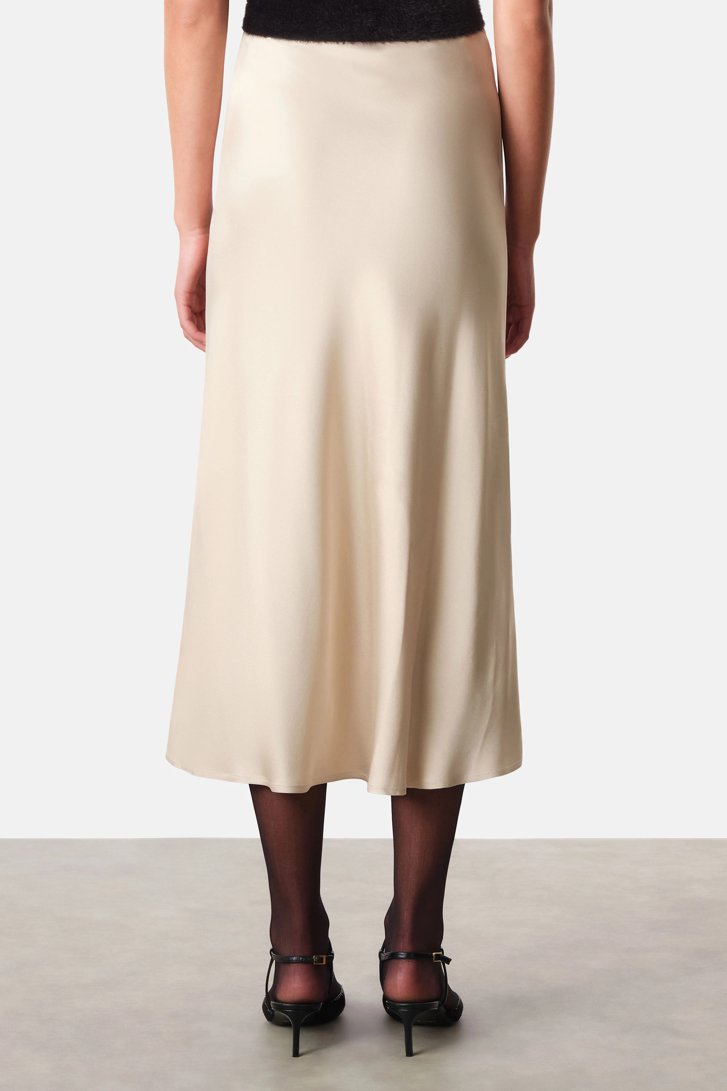 NEVIDA - Midi length slip skirt - women - brown - Rückansicht