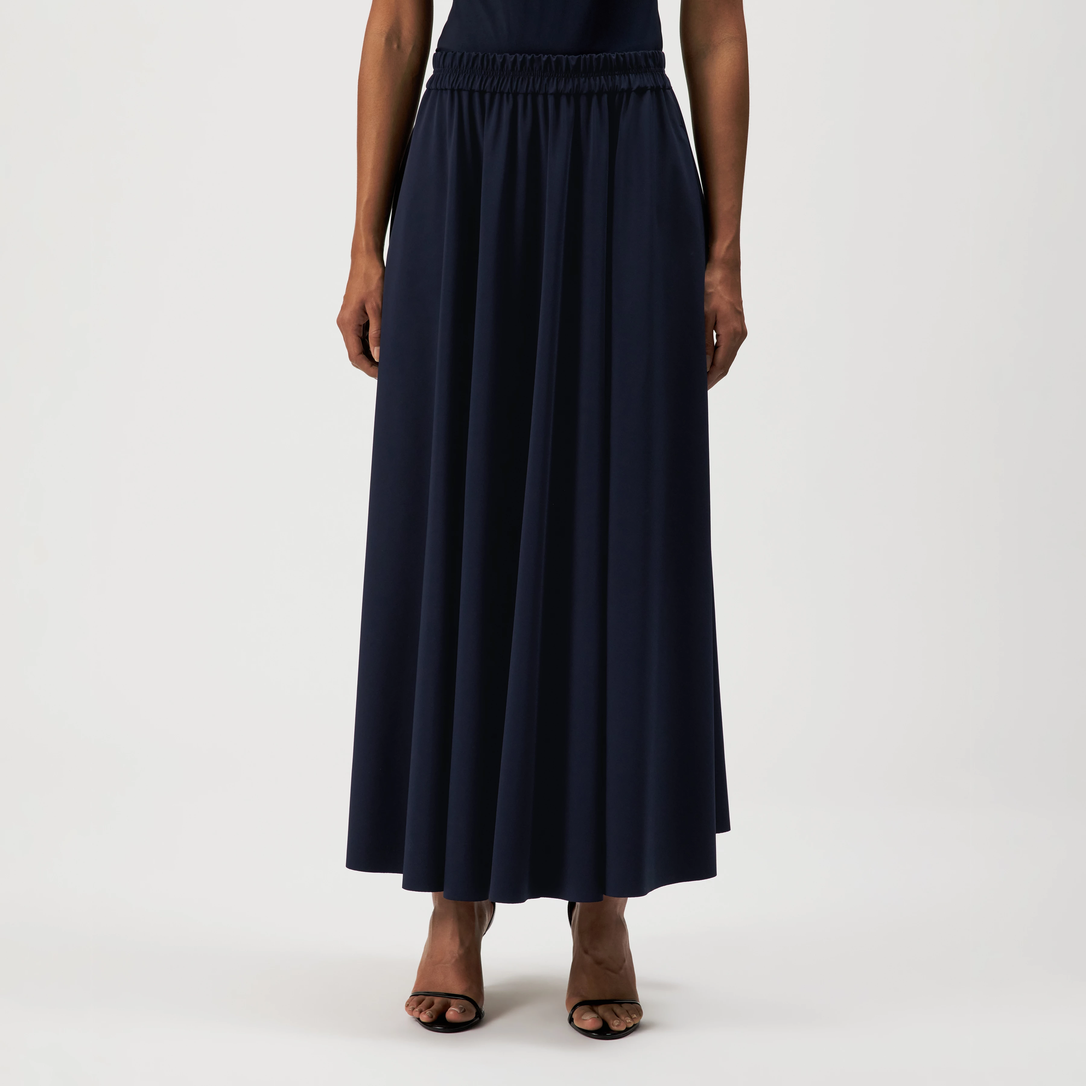 QERIME - Jupe évasée en jersey - women - bleu - Frontansicht