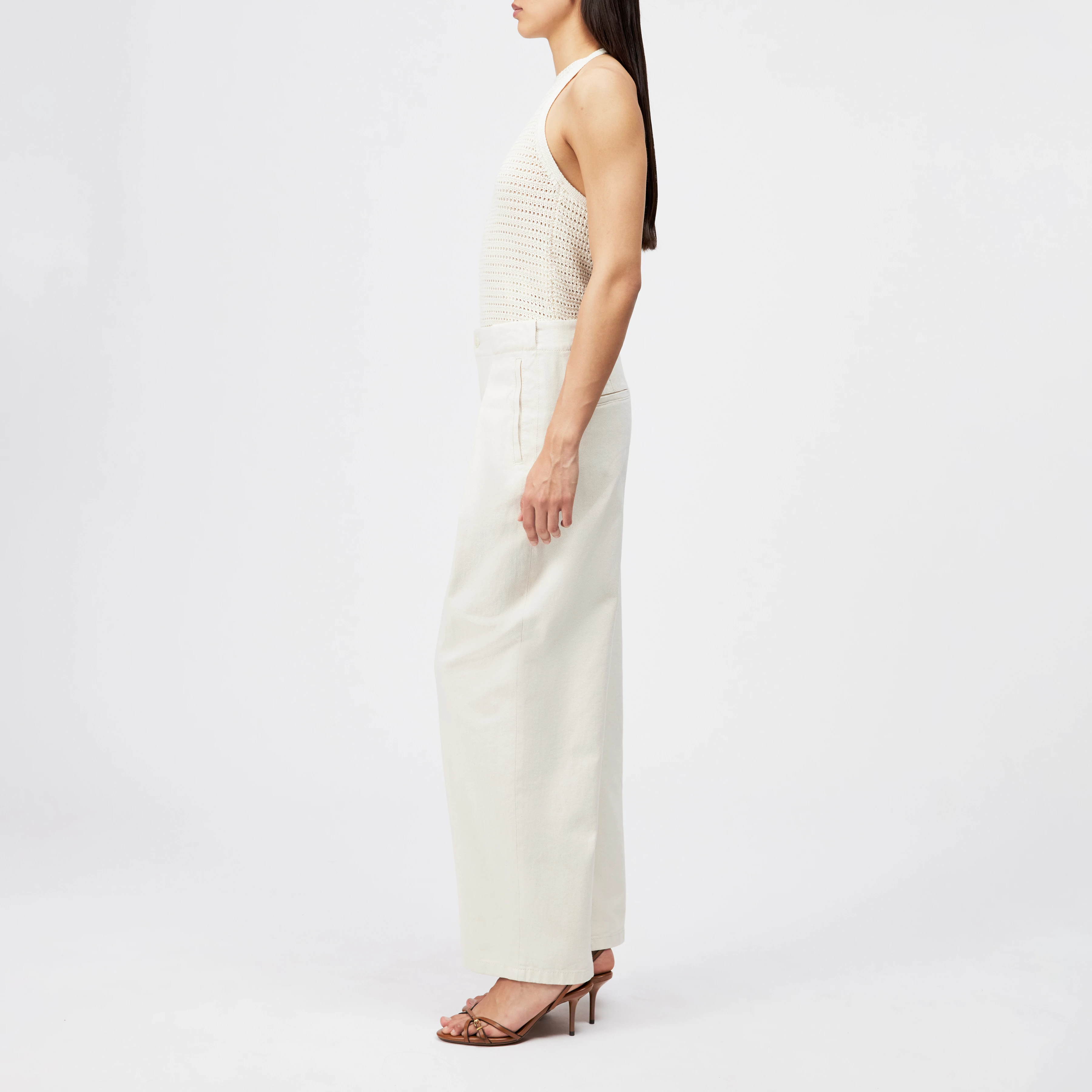 THREW - Tailored trousers in pure cotton - women - metal - Seitenansicht