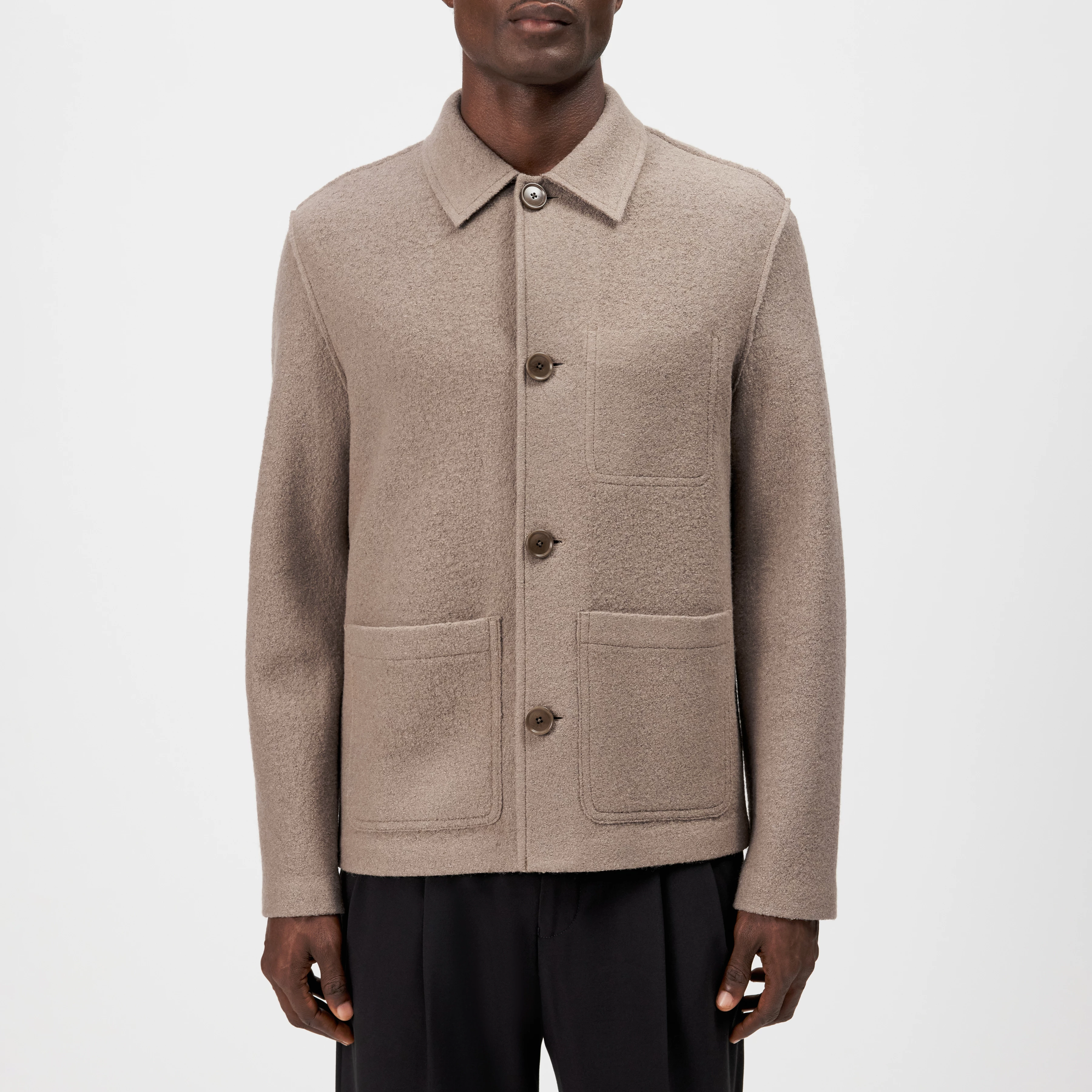 MAKONA - Wool jacket with button placket - men - brown - Frontansicht